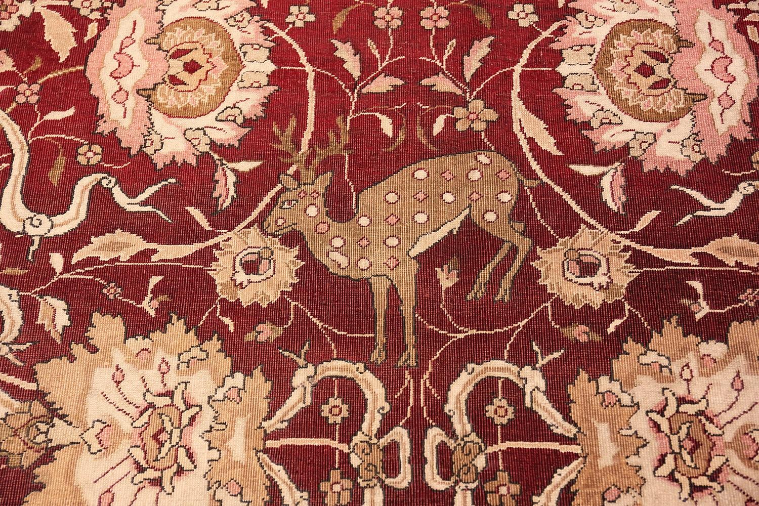 Animal Patterned Room Sized Antique Indian Agra Rug. Size: 10 ft x 13 ft 8 in 4