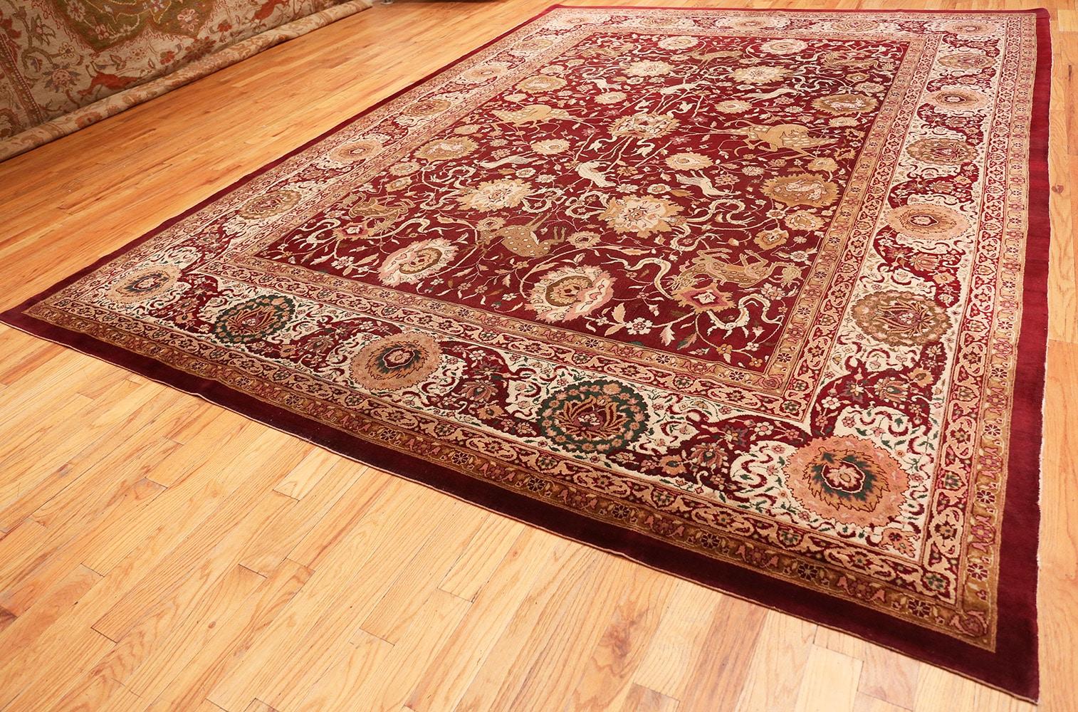 Animal Patterned Room Sized Antique Indian Agra Rug. Size: 10 ft x 13 ft 8 in 6