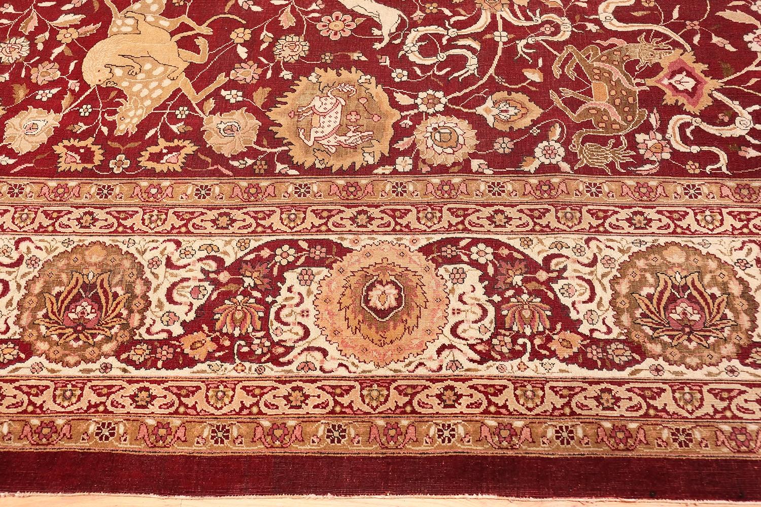Animal Patterned Room Sized Antique Indian Agra Rug. Size: 10 ft x 13 ft 8 in 1