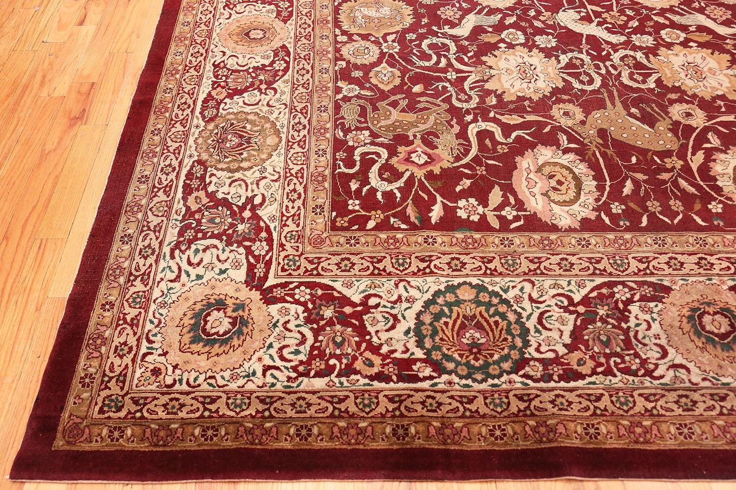Animal Patterned Room Sized Antique Indian Agra Rug. Size: 10 ft x 13 ft 8 in 3