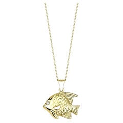 0.01ct Gold And Diamond Fish Necklace