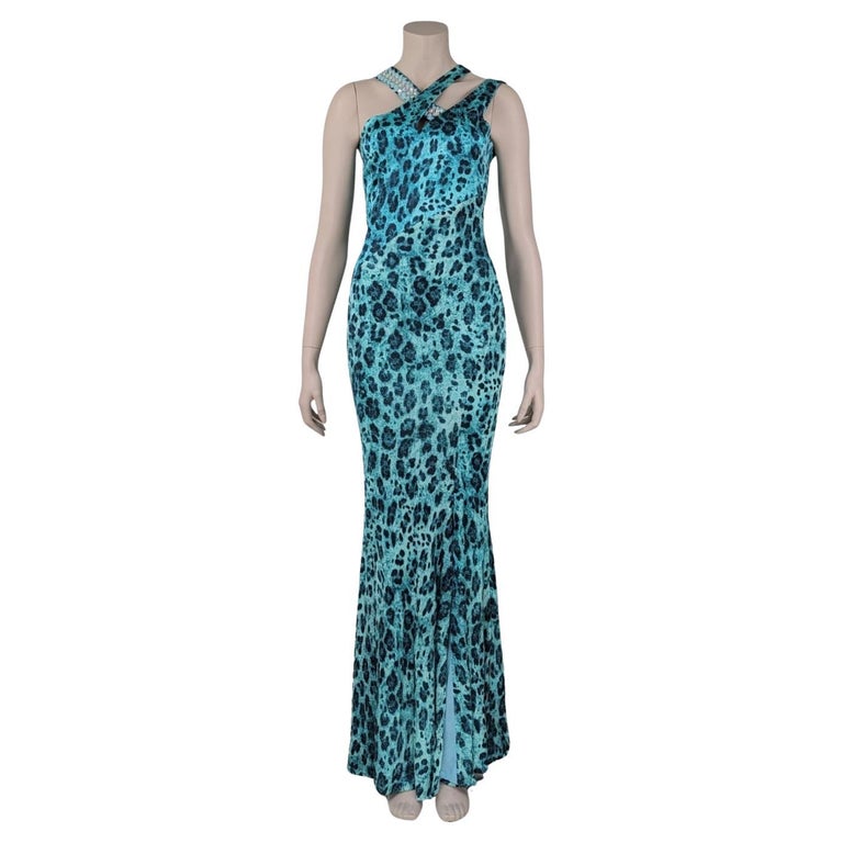 blue animal print maxi dress Blue Leopard Printed Midaxi Dress 14 main image 1