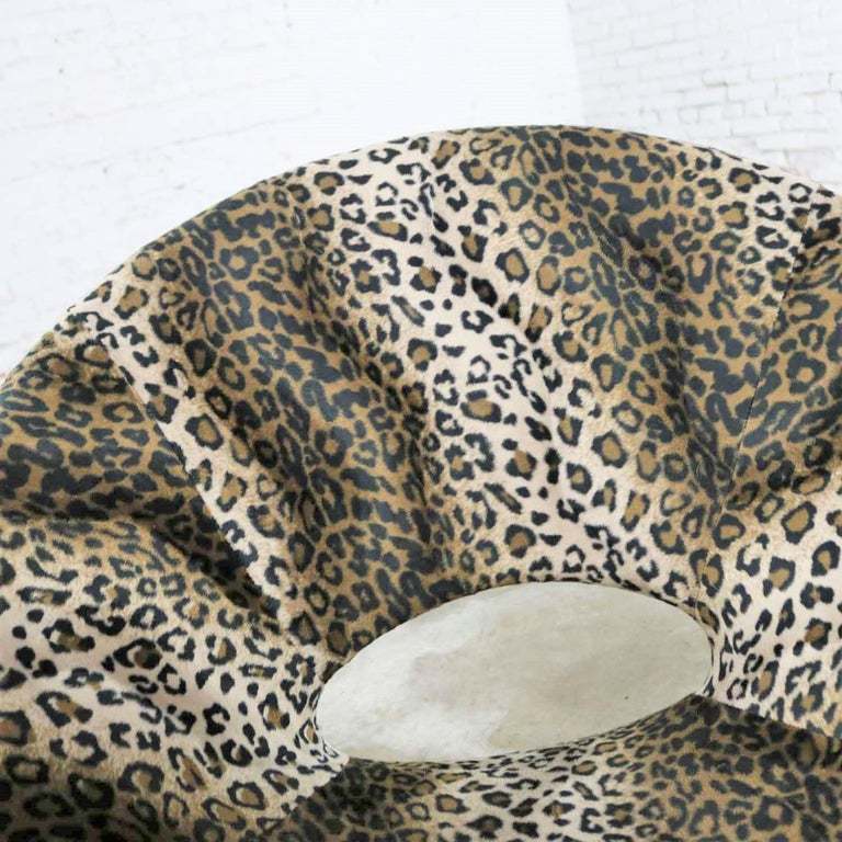 Animal Print and Chrome Round Hoop Bucket Tub Chair Made in Italy For