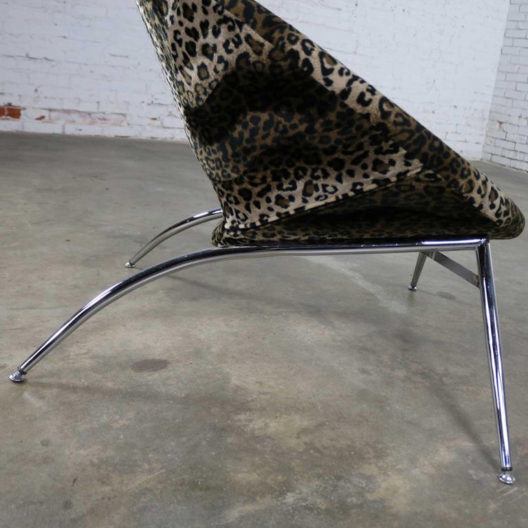 Animal Print and Chrome Round Hoop Bucket Tub Chair Made in Italy For