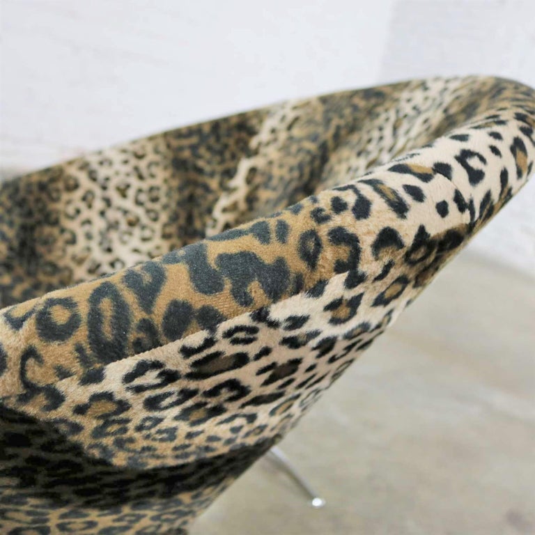 Animal Print and Chrome Round Hoop Bucket Tub Chair Made in Italy For