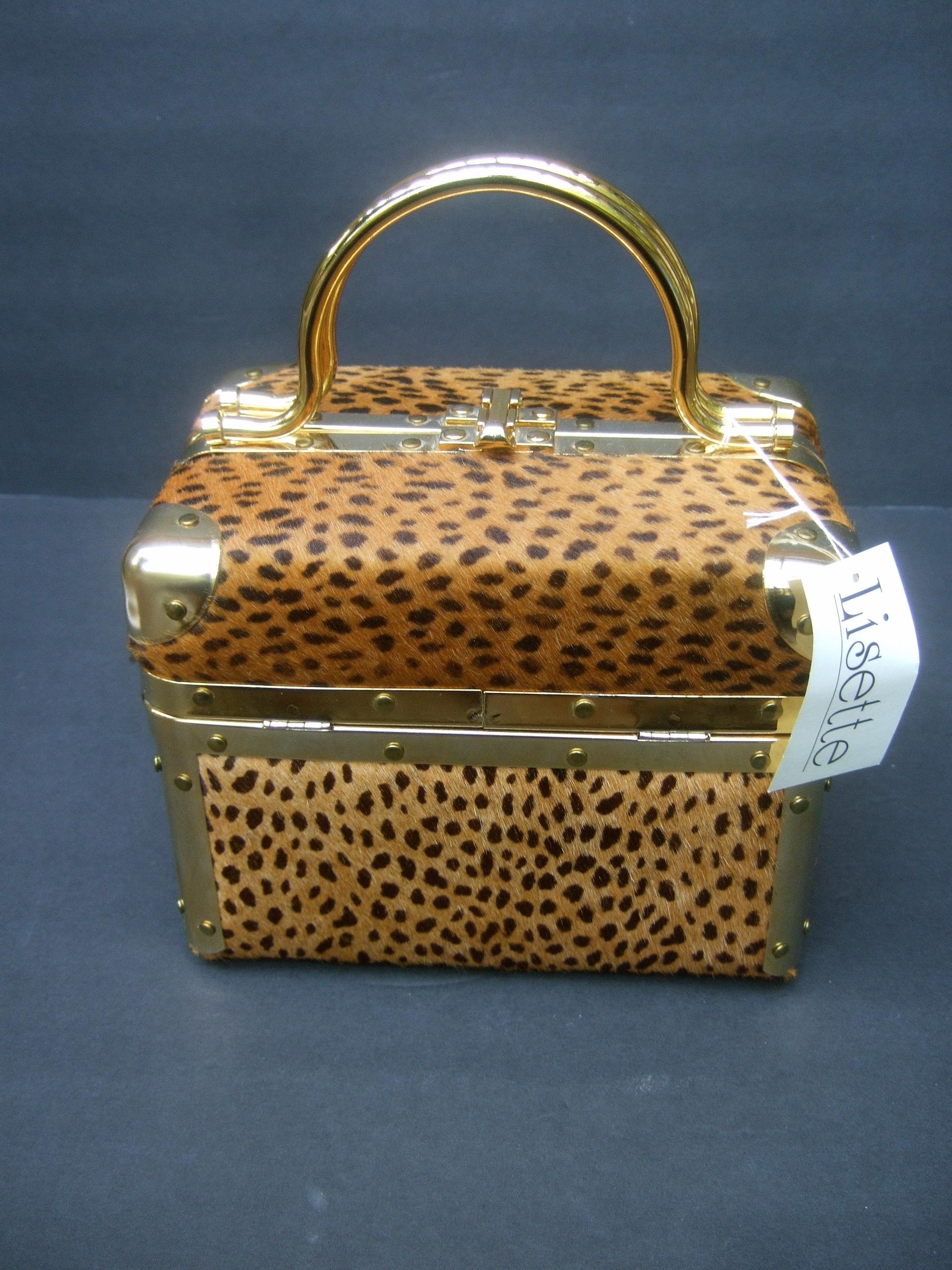 Animal Print Box Purse Designed by Lisette New York c 1980s 4