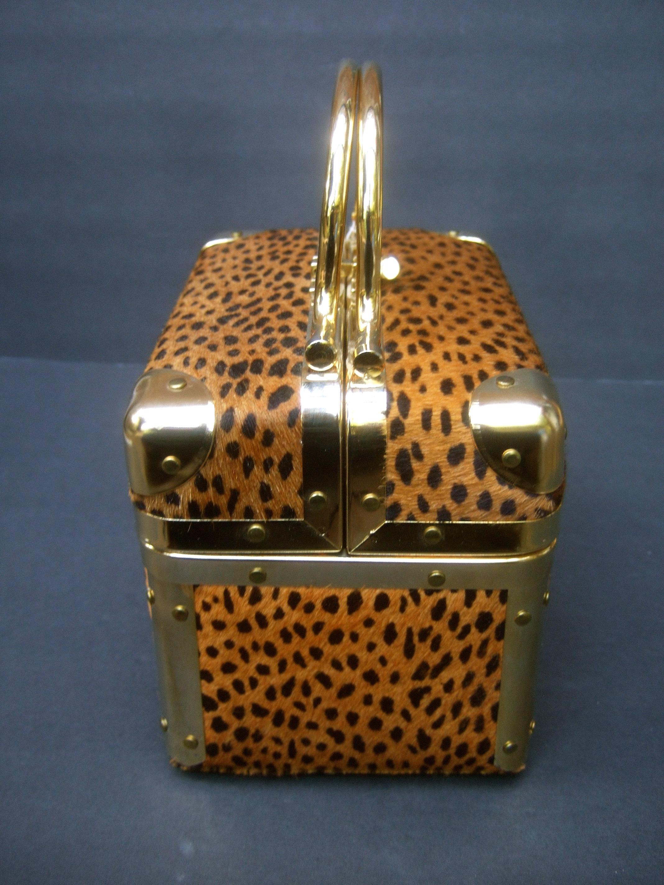 Animal Print Box Purse Designed by Lisette New York c 1980s In Good Condition In University City, MO