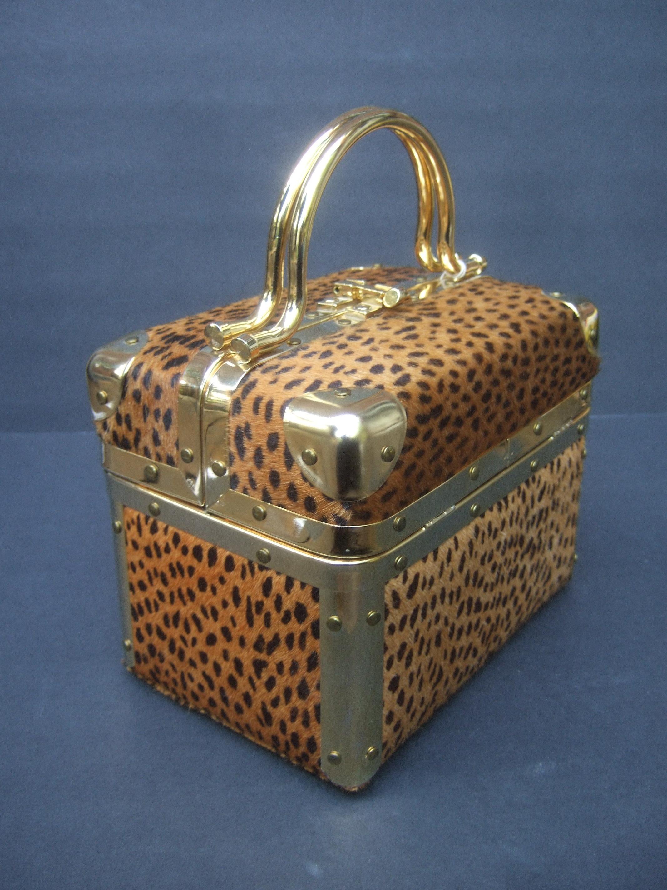 Animal Print Box Purse Designed by Lisette New York c 1980s 1