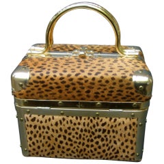 Animal Print Box Geldbörse entworfen von Lisette New York c 1980s