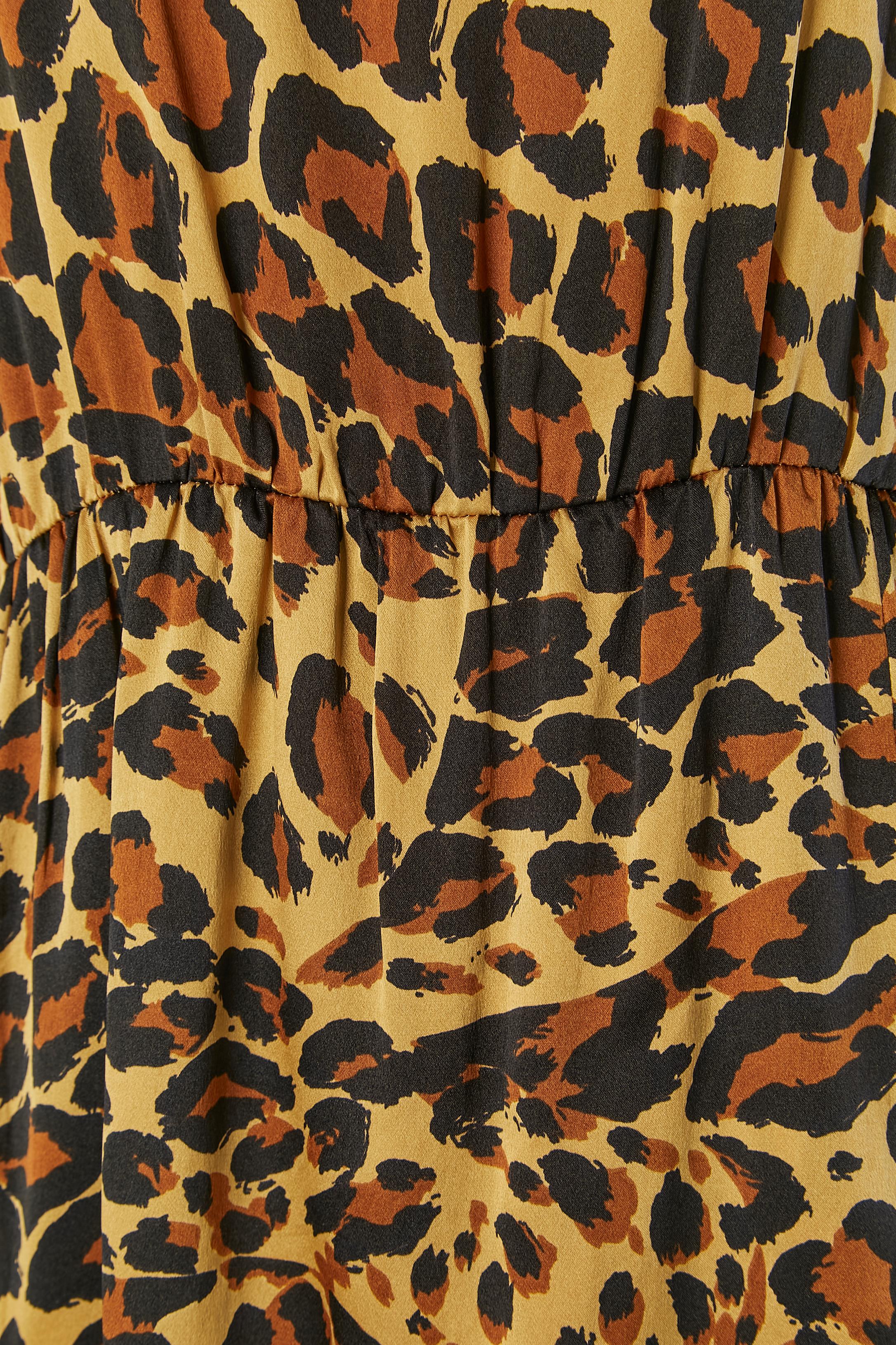 Brown Animal print cocktail dress Saint Laurent Rive Gauche For Sale