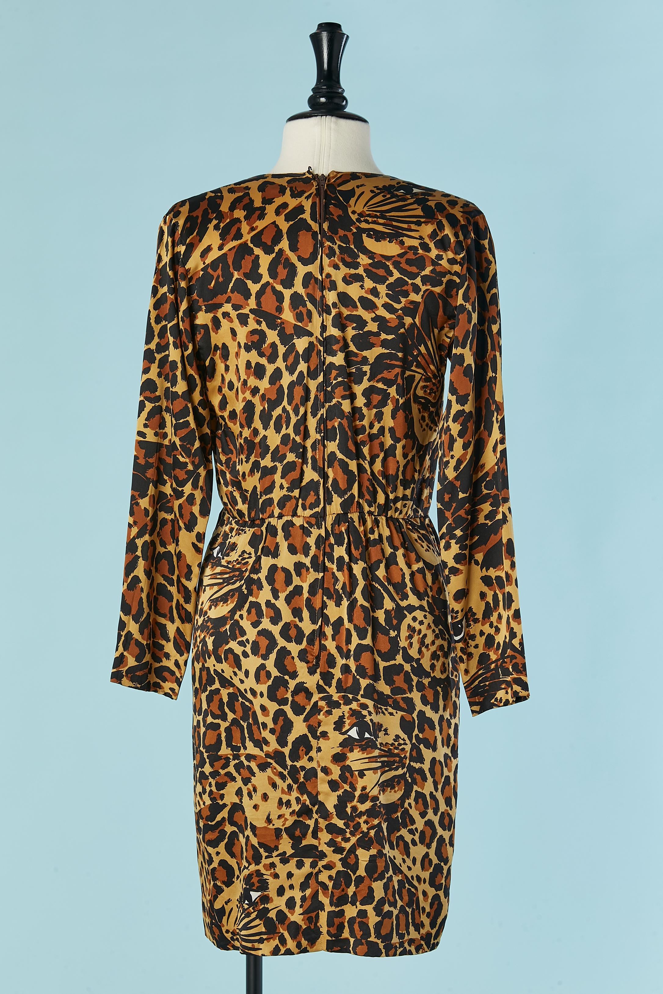 Women's Animal print cocktail dress Saint Laurent Rive Gauche For Sale