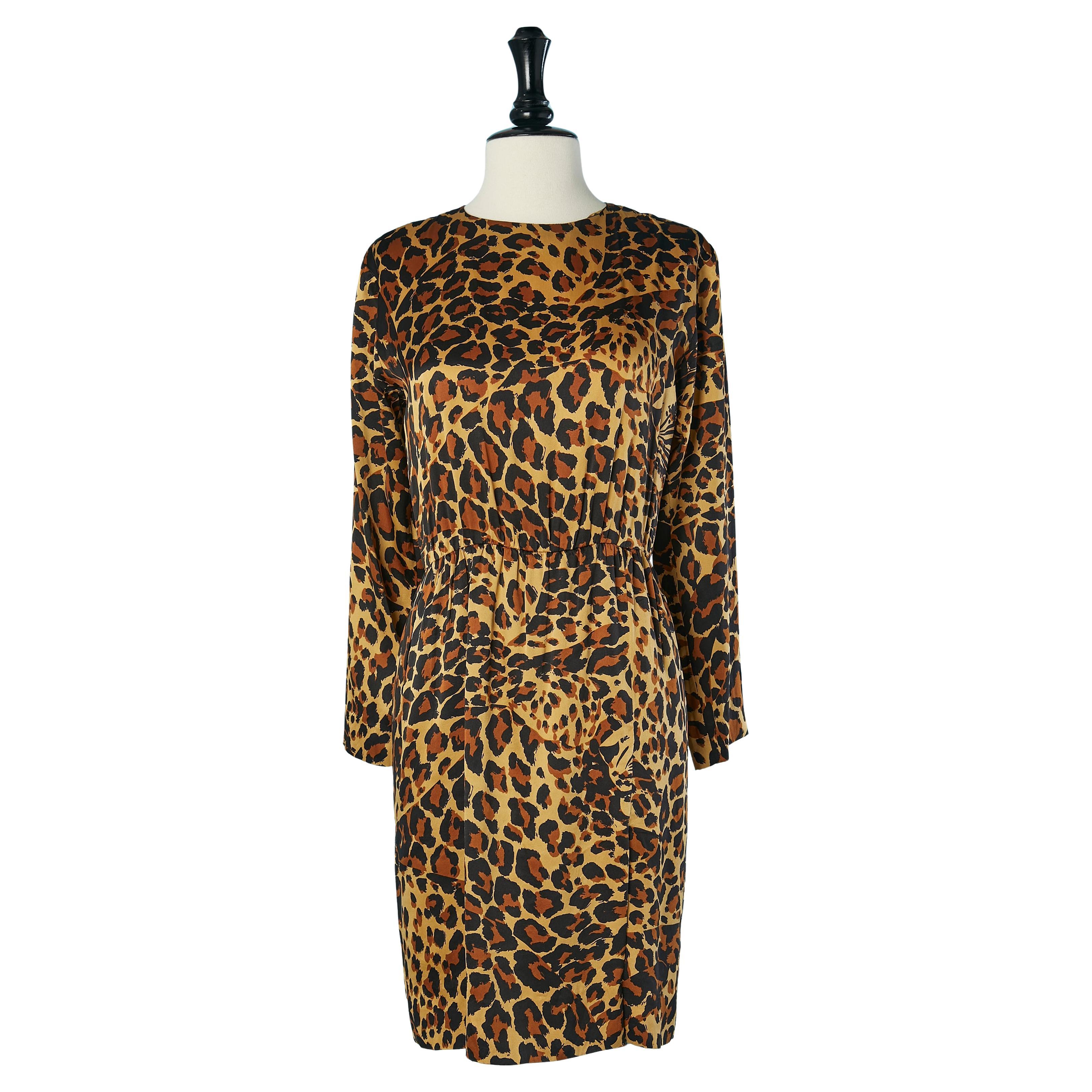 Animal print cocktail dress Saint Laurent Rive Gauche For Sale