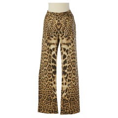 Pantaloni in cotone con stampa animalier e applicazioni in plastica trasparente Roberto Cavalli