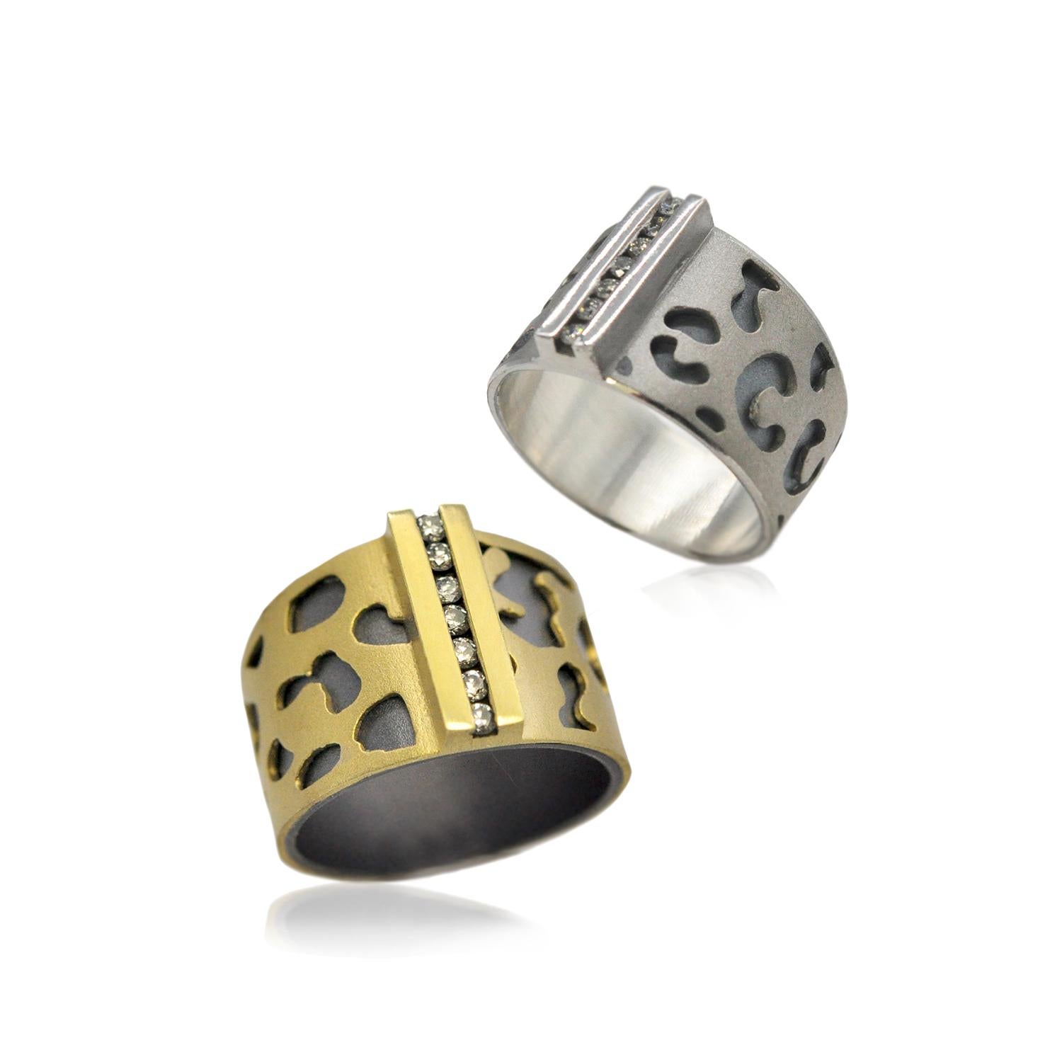 Im Angebot: Diamant-Cheetah-Ring mit Tiermuster und Diamant-Kanal () 2