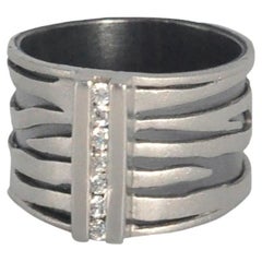 Animal Print Diamond Channel Platinum Zebra Ring