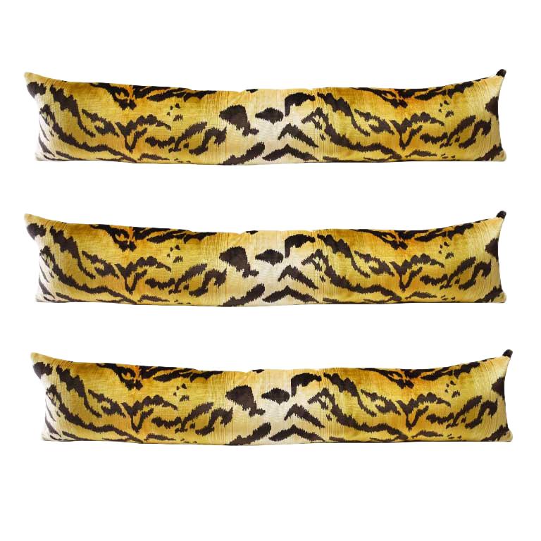 Animal Print Le Tiger Lumbar or Body Down Fill Pillow in Style of Scalamandre For Sale