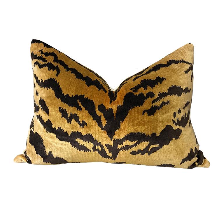 Designer Animalia Velvet Tiger Small Lumbar Pillows - a Pair