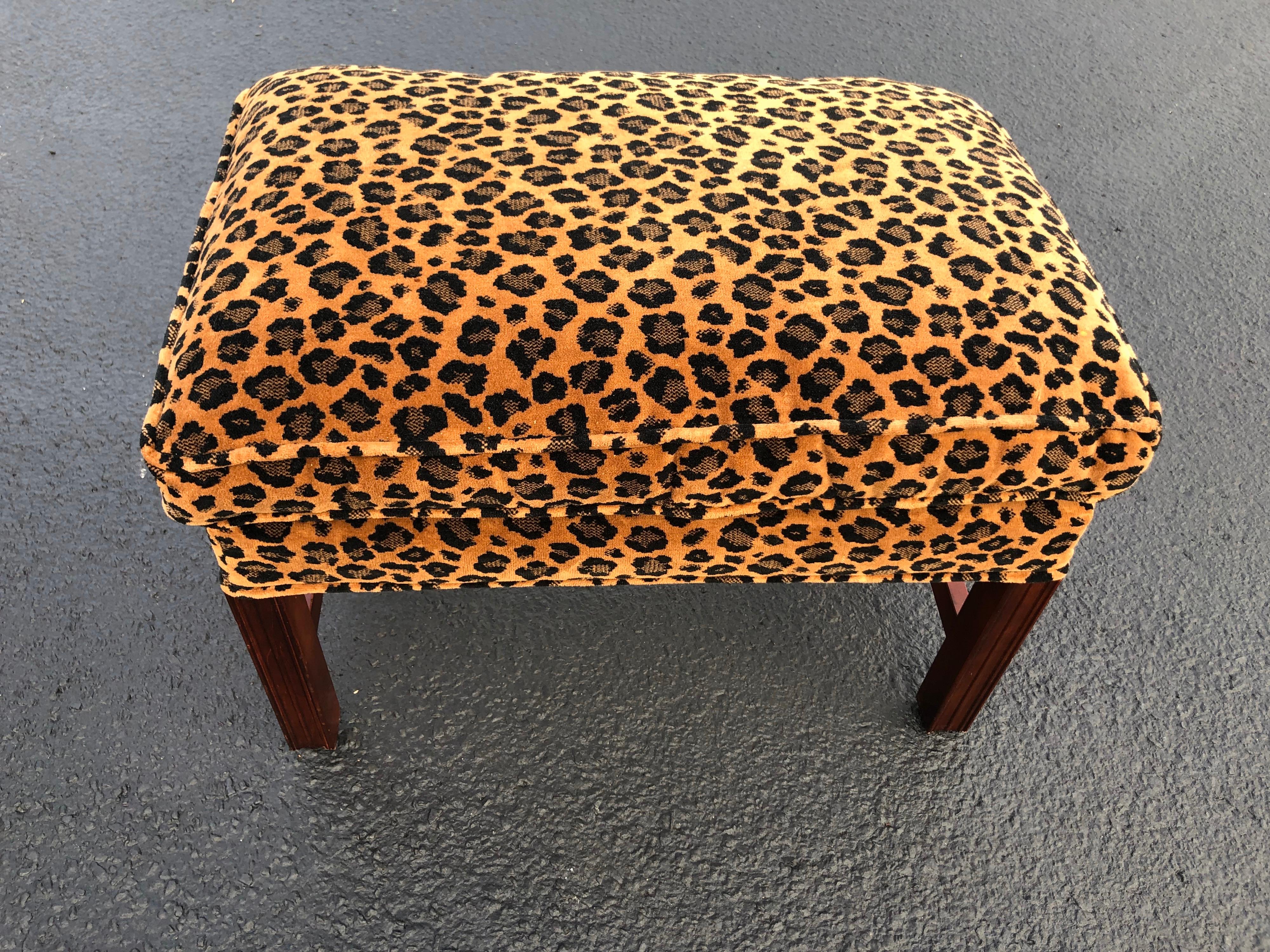 Animal Print Wingback Chair and Ottoman 5