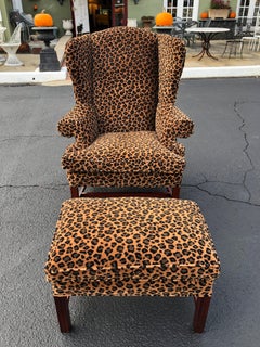 Silla y Otomana Wingback Animal Print