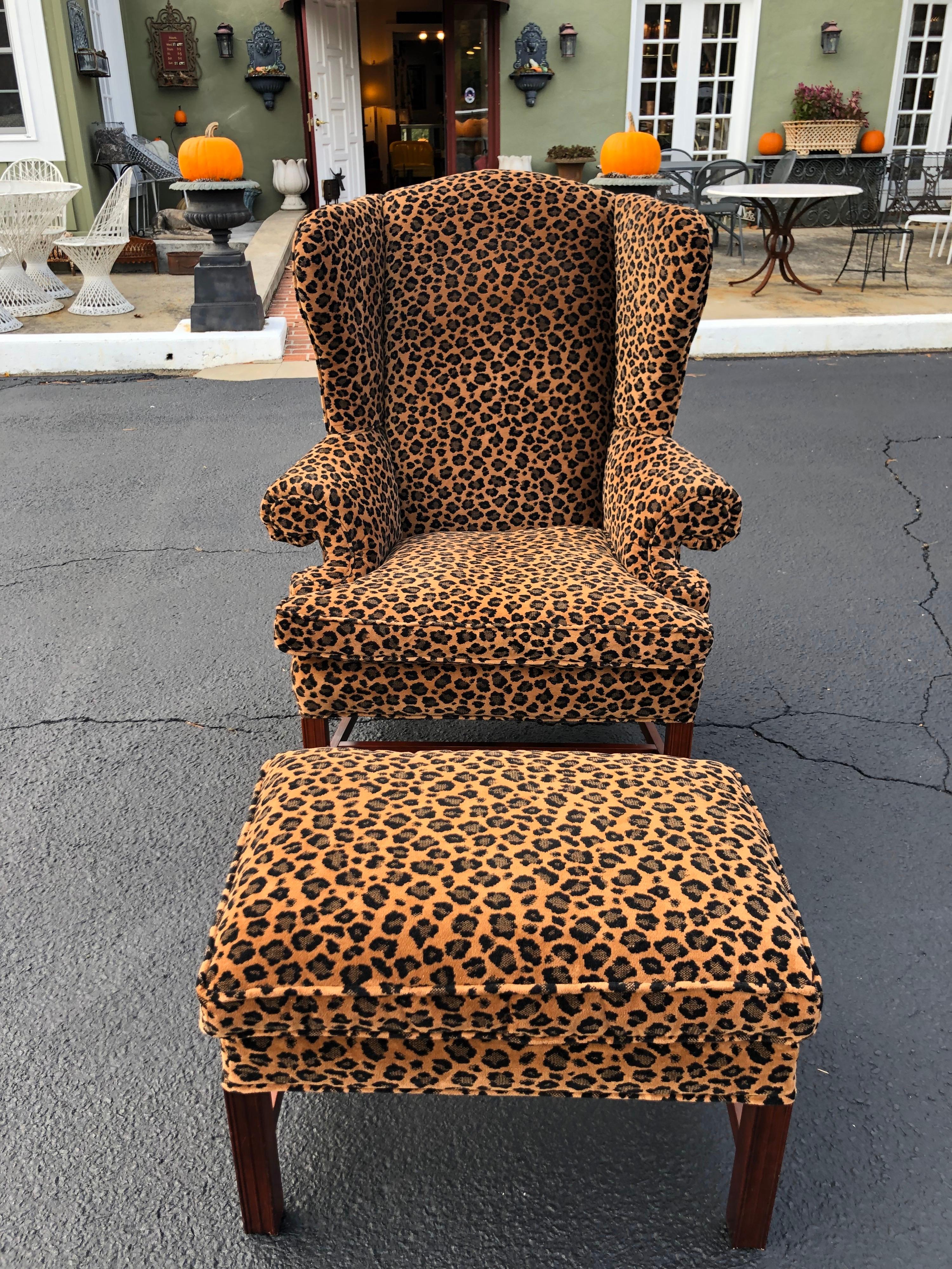 leopard print chair and ottoman