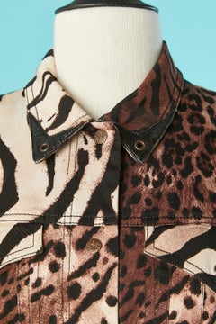 Animal printed shirt with leather details Kenzo Jeans