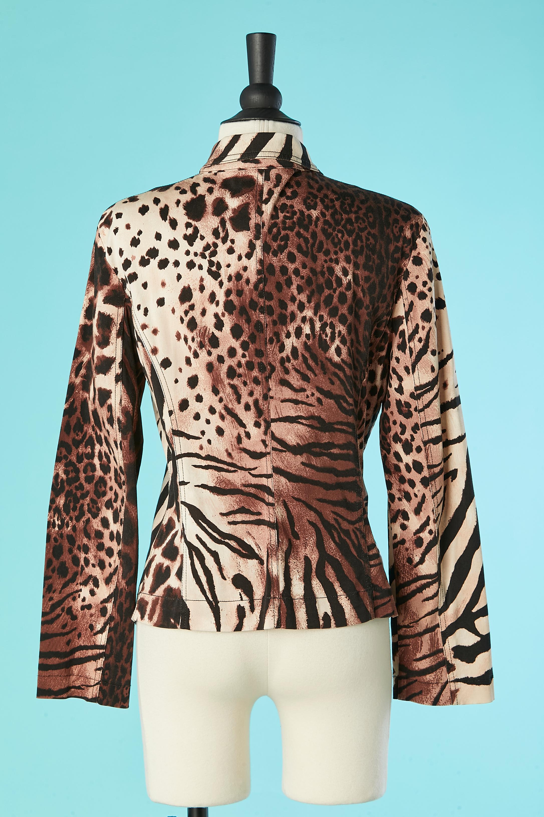 Women's or Men's Animal printed shirt with leather details Kenzo Jeans For Sale