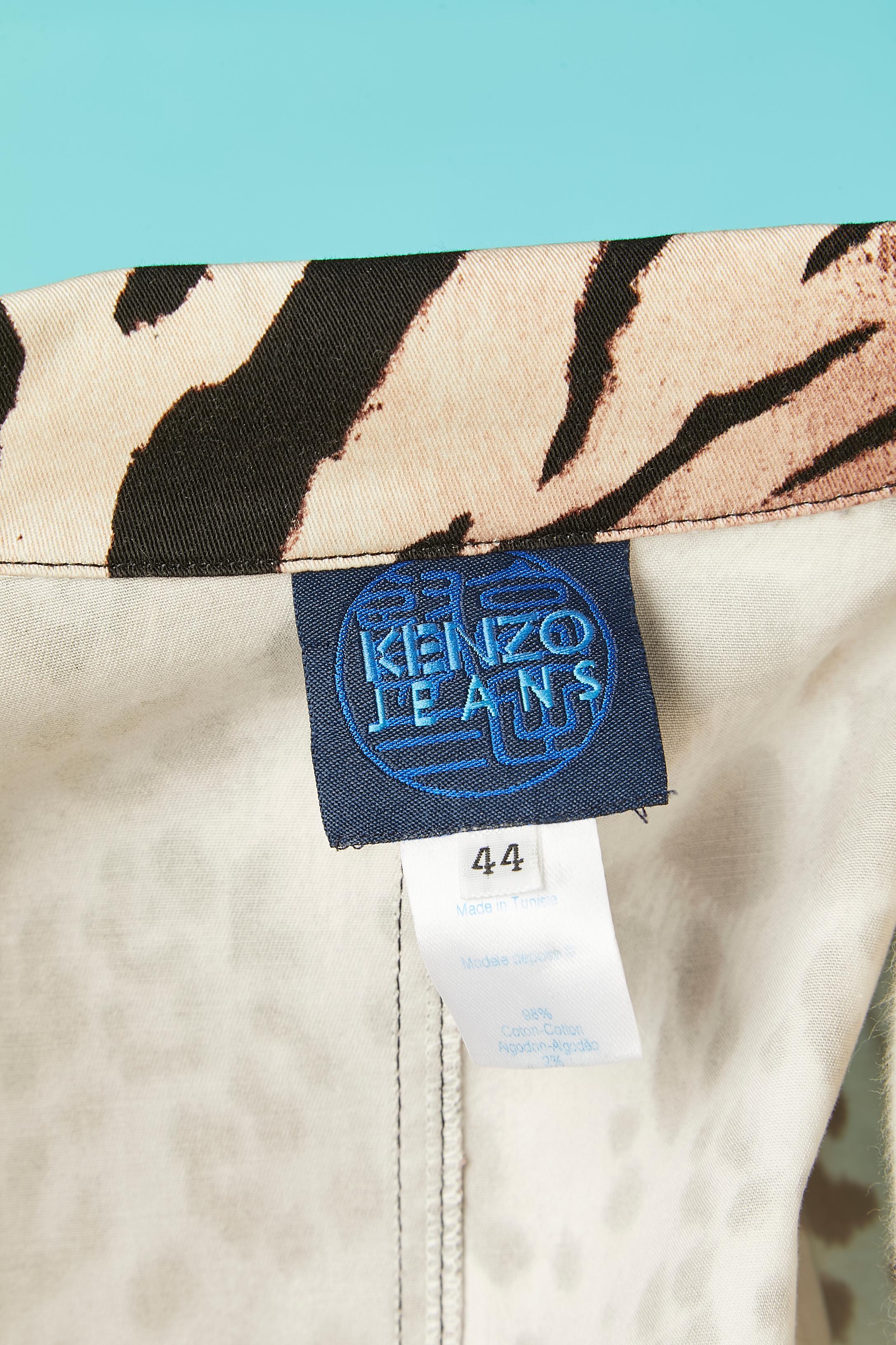 Animal printed shirt with leather details Kenzo Jeans  For Sale 1