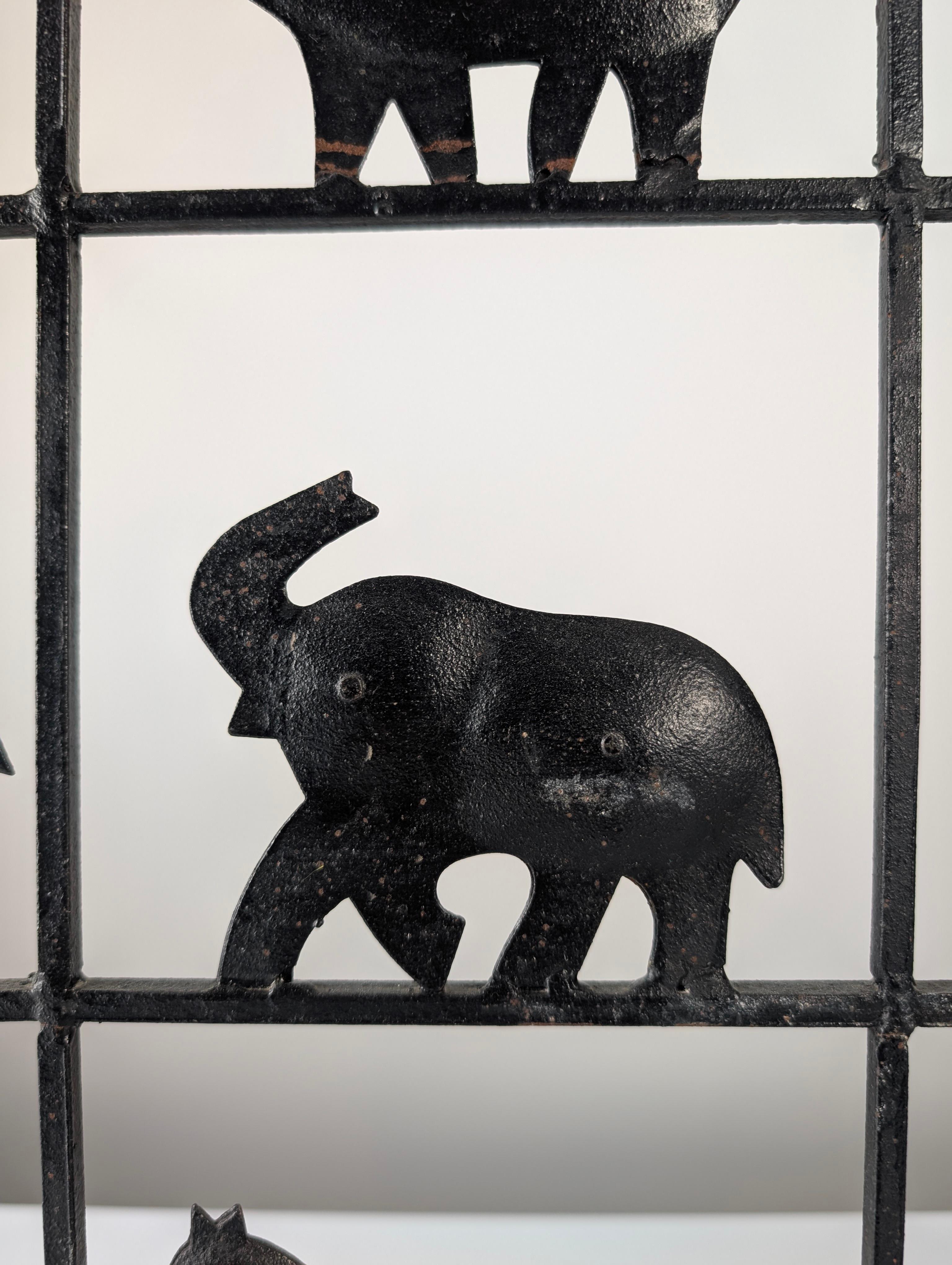 Animal Screen by Atelier Marolles and Jean Touret in Wrought Iron 1950s For Sale 5