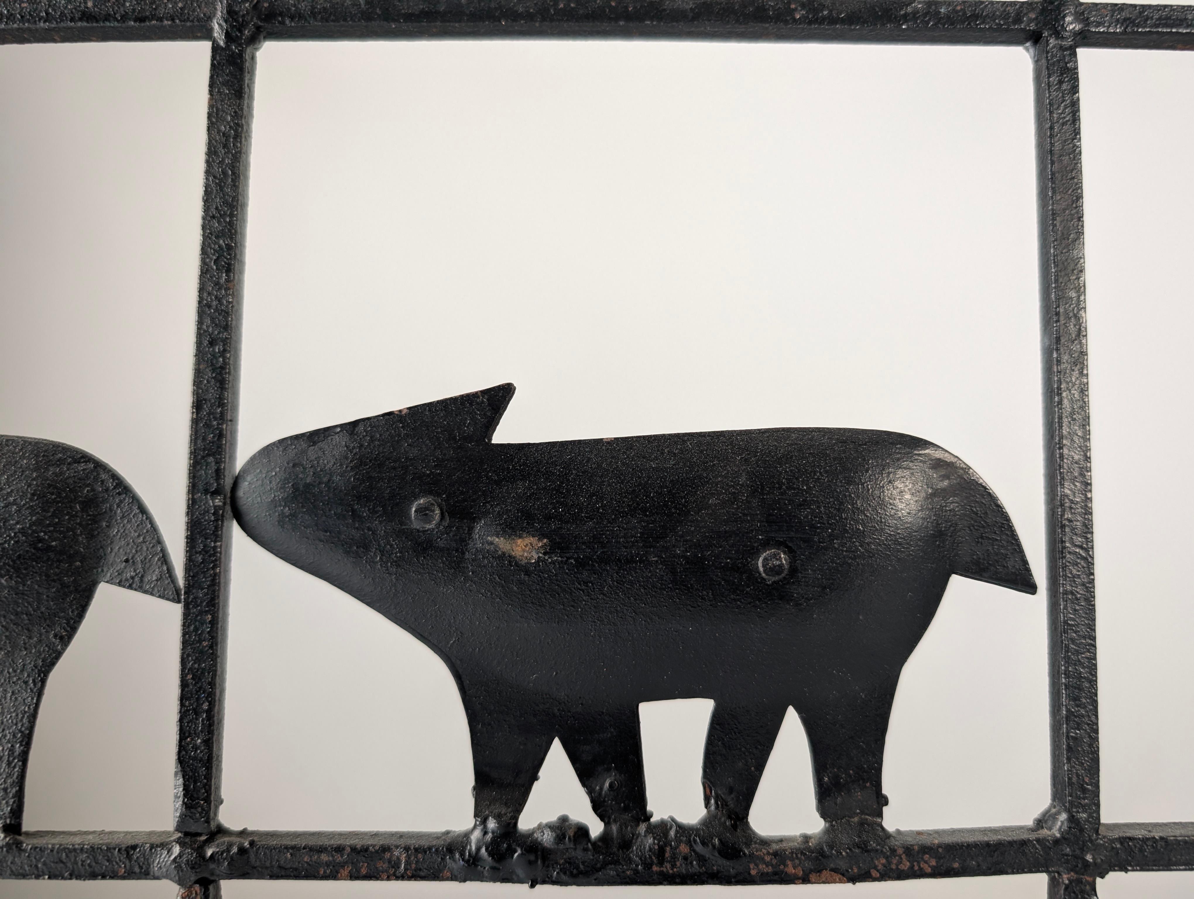 Animal Screen by Atelier Marolles and Jean Touret in Wrought Iron 1950s For Sale 8
