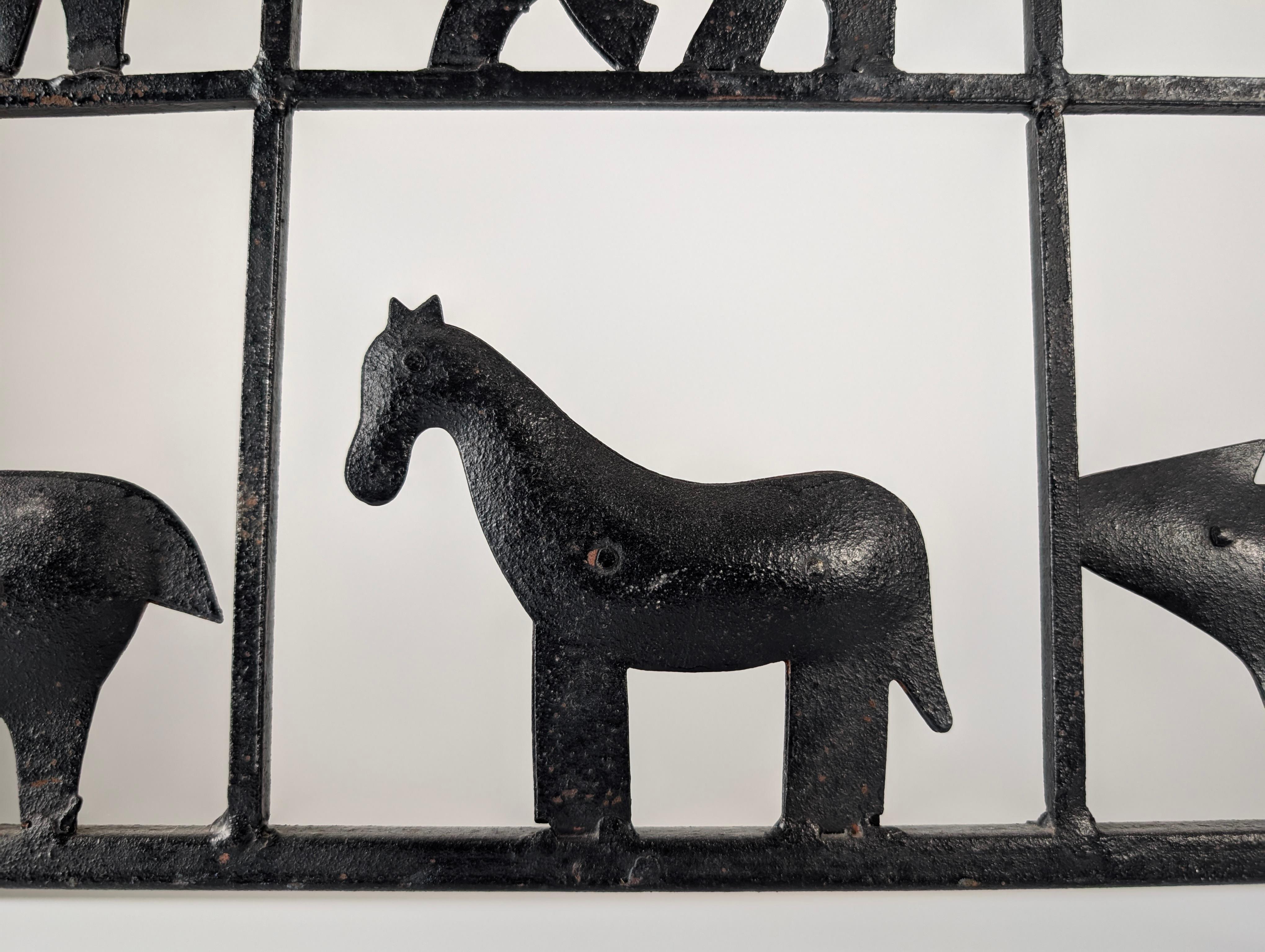 Animal Screen by Atelier Marolles and Jean Touret in Wrought Iron 1950s For Sale 9
