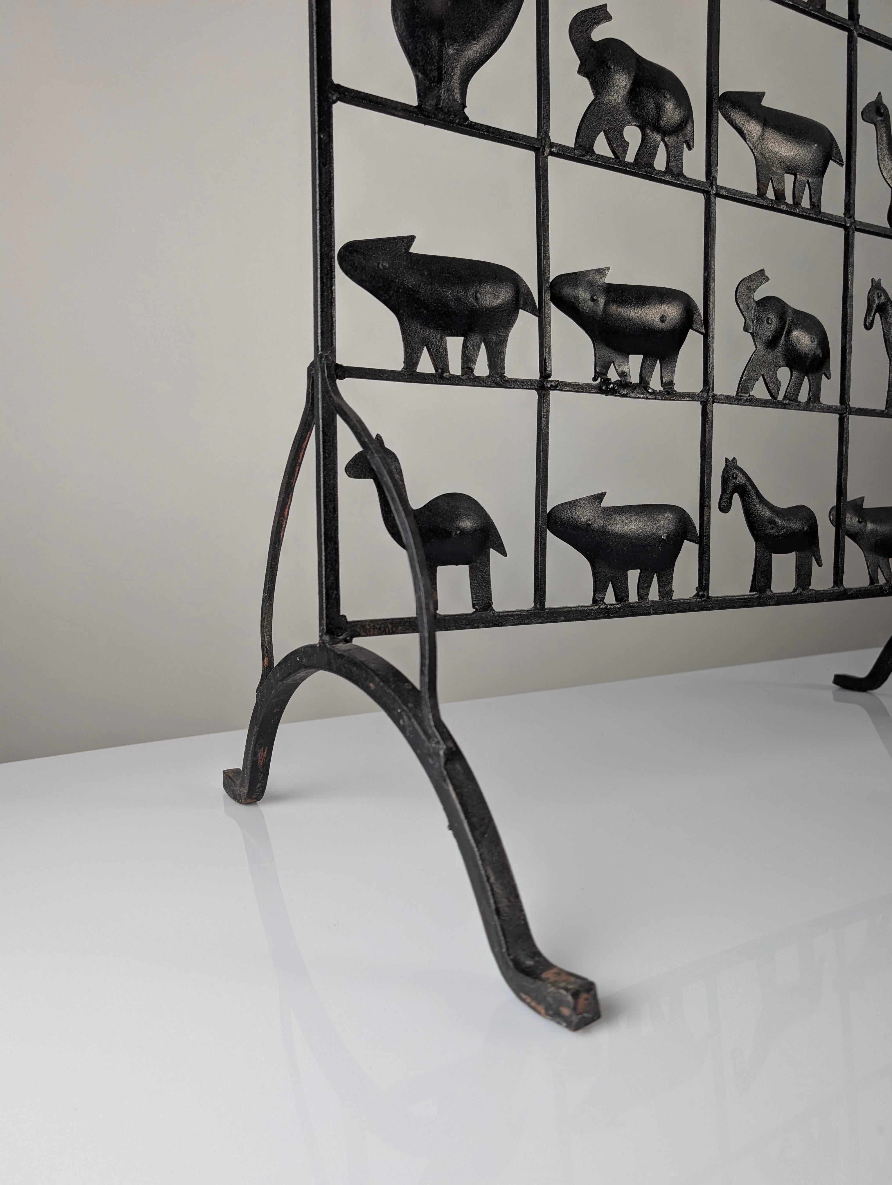 20th Century Animal Screen by Atelier Marolles and Jean Touret in Wrought Iron 1950s For Sale