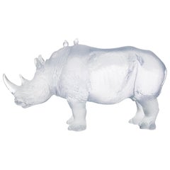Animal Sculpture in Pate de Verre "Rhinoceros" by Jean-François Leroy for Daum