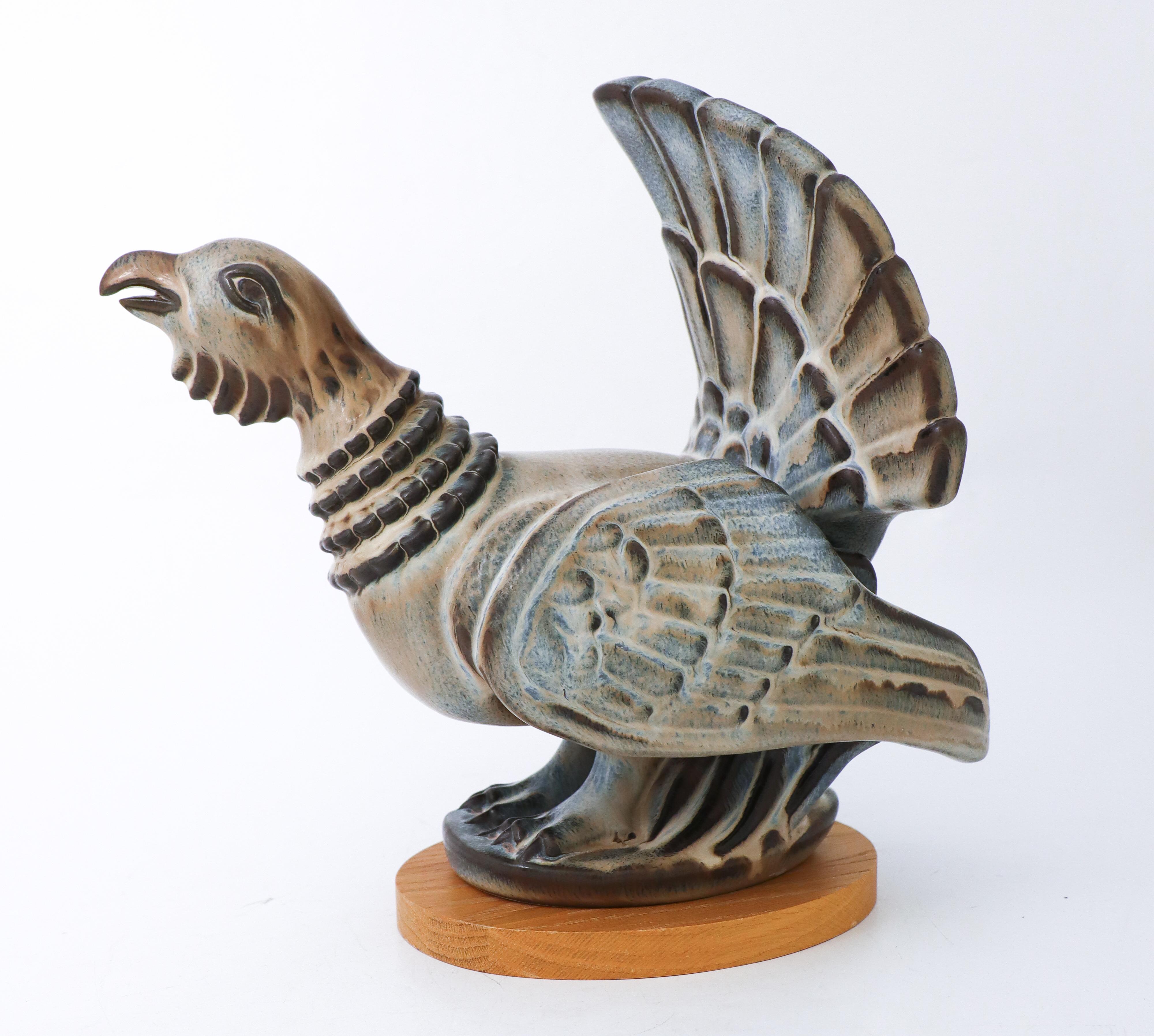 Swedish Animal Sculpture of a Capercaillie Bird Gunnar Nylund Rörstrand Mid-20th Century