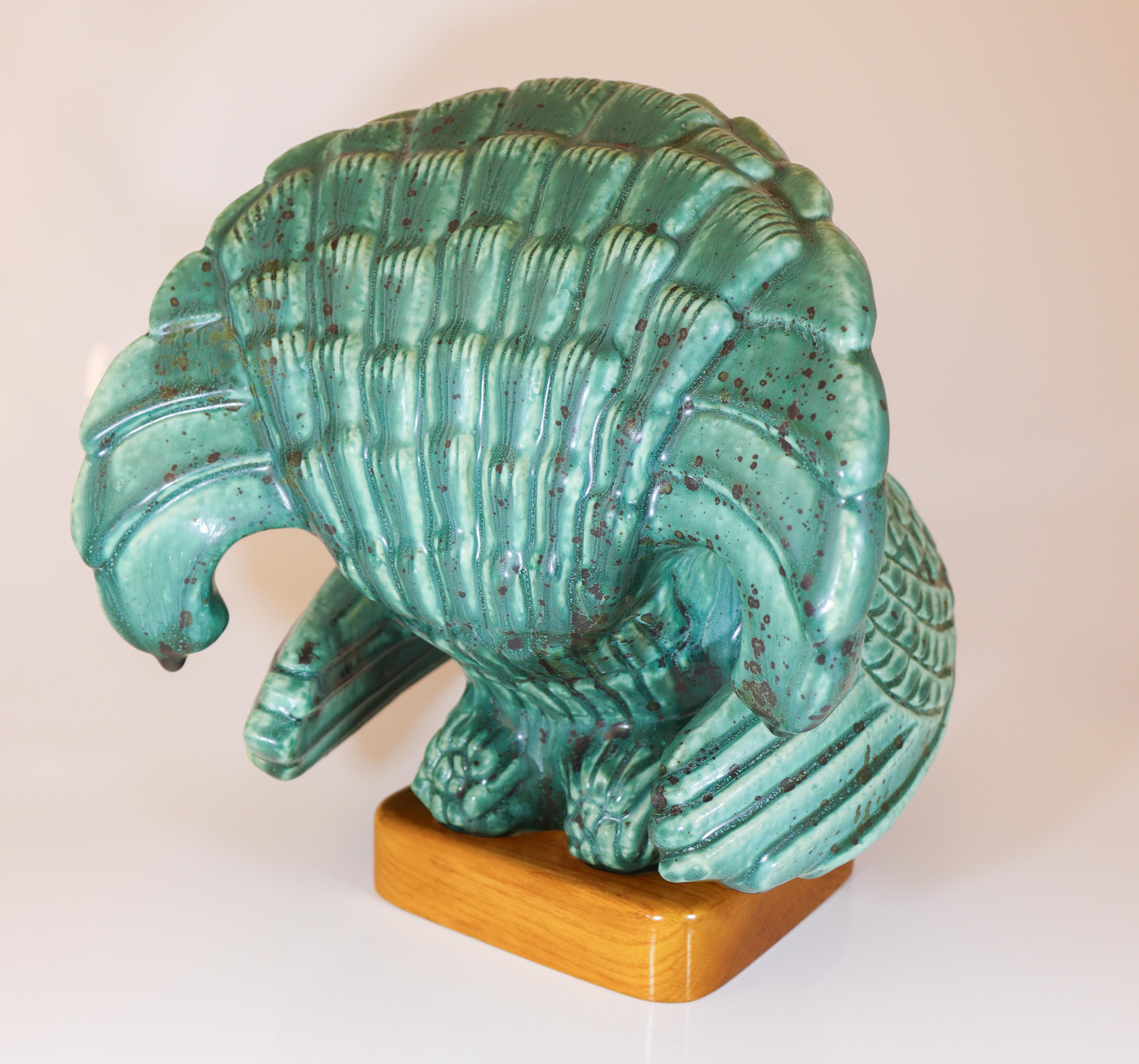 Svedese Scultura animale di un gallo cedrone Gunnar Nylund Rörstrand Metà del XX secolo in vendita