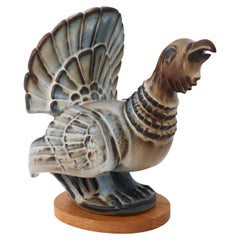 Animal Sculpture of a Capercaillie Bird Gunnar Nylund Rörstrand Mid-20th Century