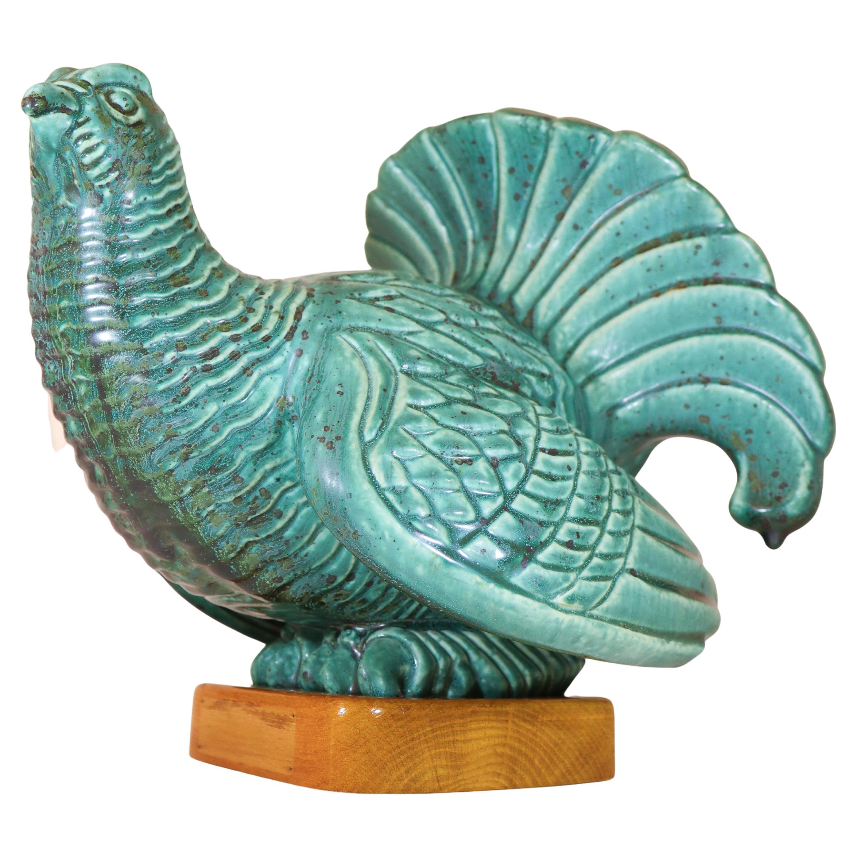 Scultura animale di un gallo cedrone Gunnar Nylund Rörstrand Metà del XX secolo in vendita