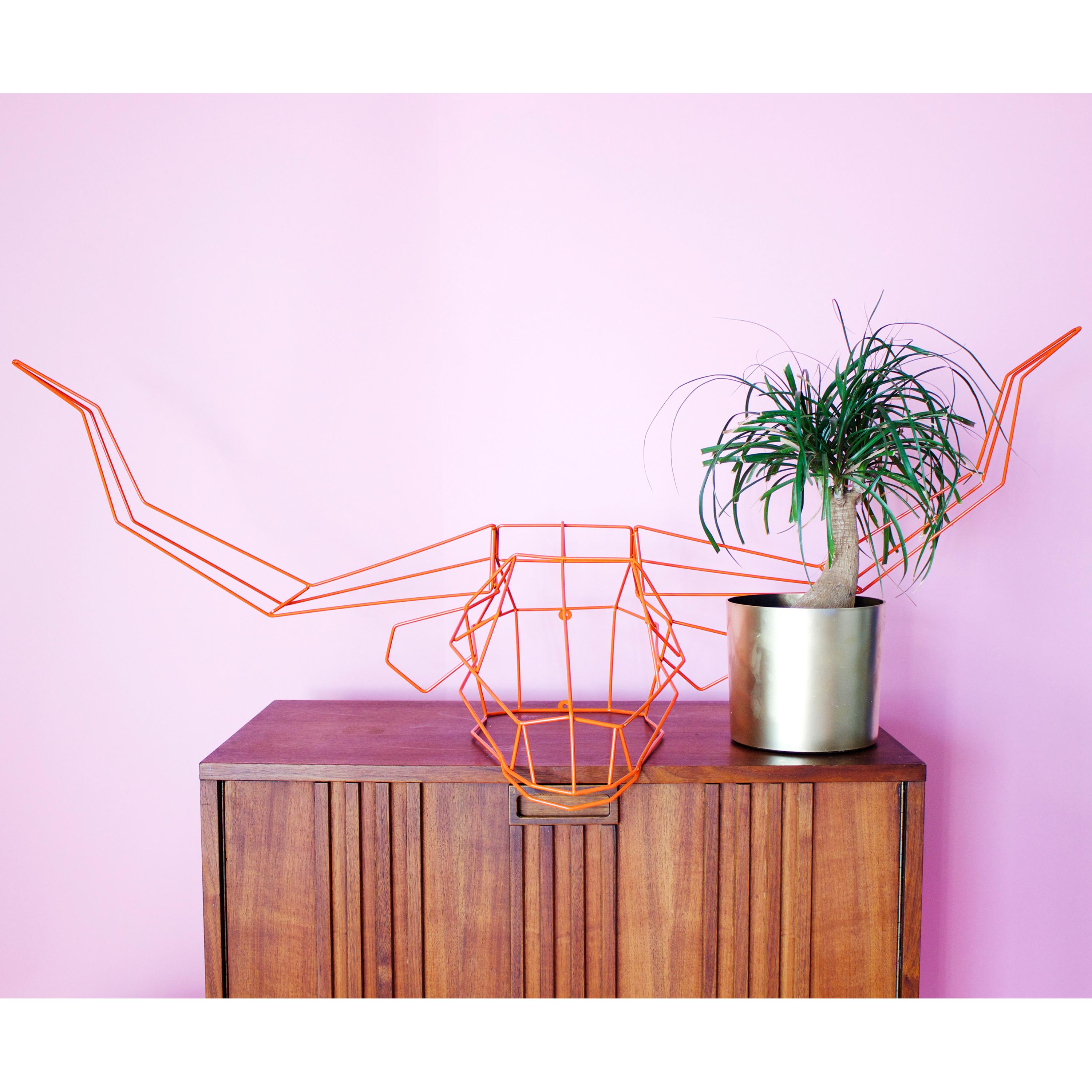 Modern Animal Sculpture, Wall Art, The Long Horn by Bend Goods, Copper