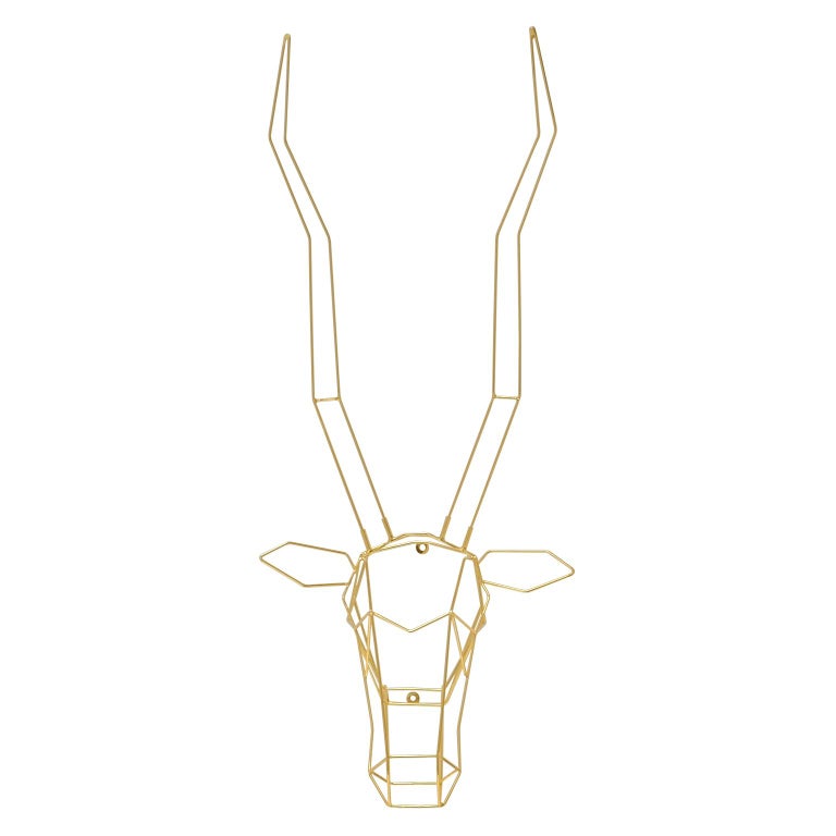 Animal Sculptures, Wire Gazelle, Wall Mounted Art by Bend Goods, Gold For Sale