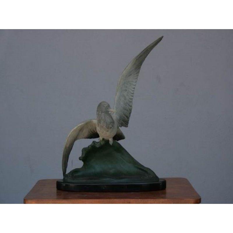 20th Century Animal Spelter Representing a Pigeon Signed Loriot For Sale
