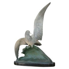 Spelter d'animal représentant un pigeon signé Loriot