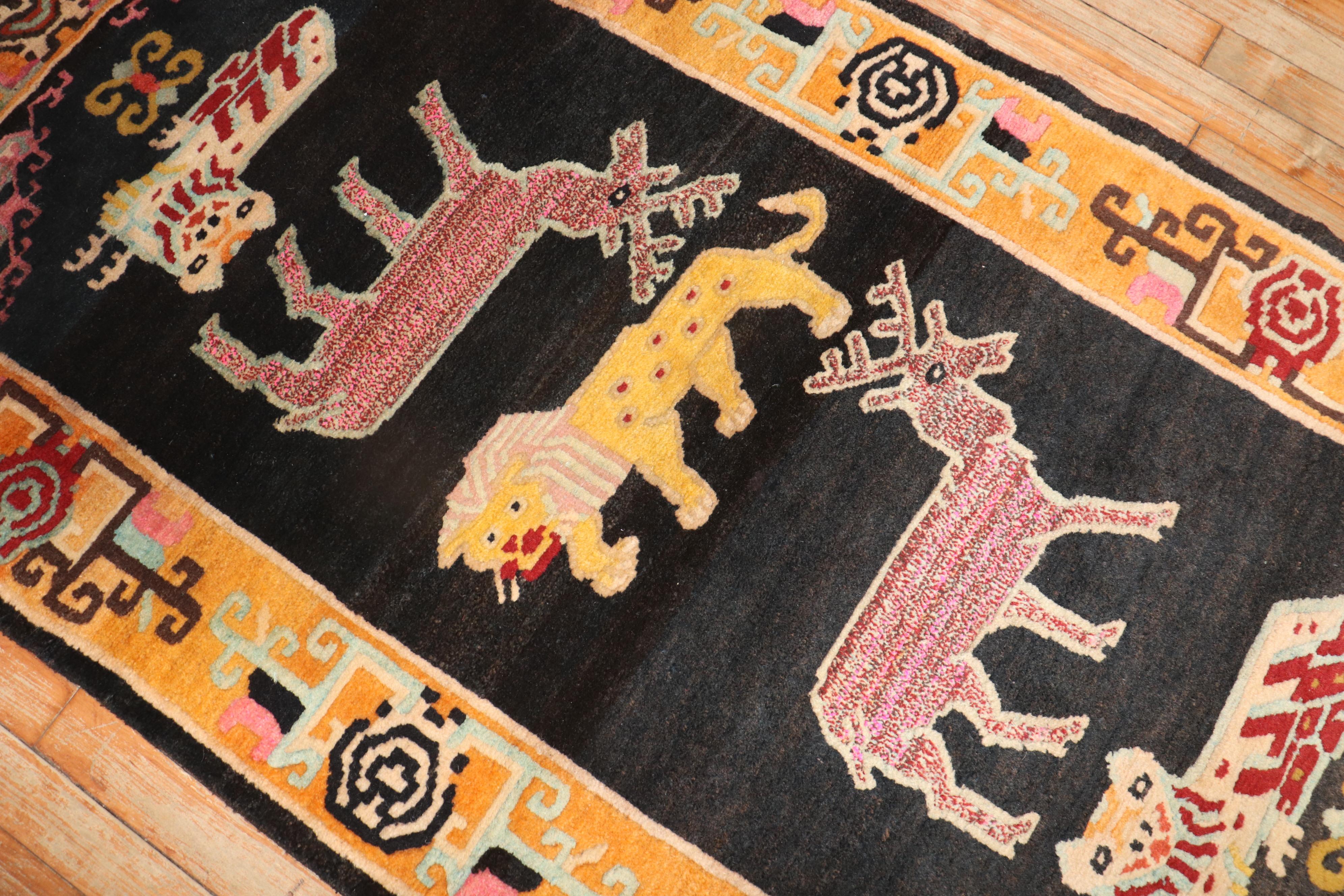 Animal Vintage Tibetan Carpet In Good Condition For Sale In New York, NY