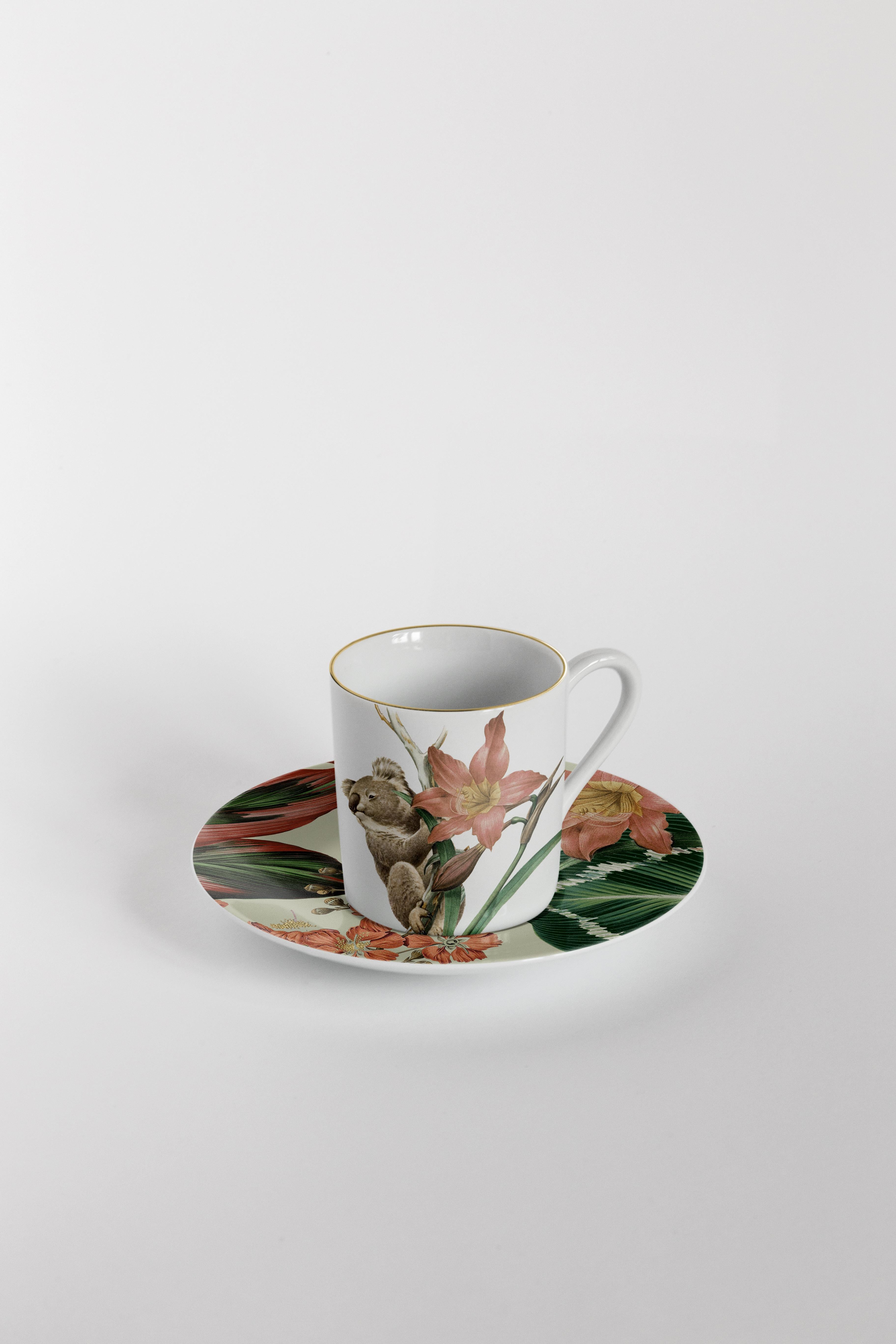 Animalia:: Kaffeeservice mit sechs zeitgenössischen Porzellanen mit dekorativem Design im Angebot 2