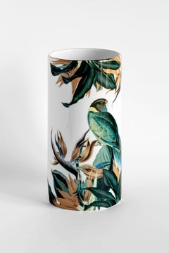 Animalia, Contemporary Porcelain Vase with Decorative Design by Vito Nesta