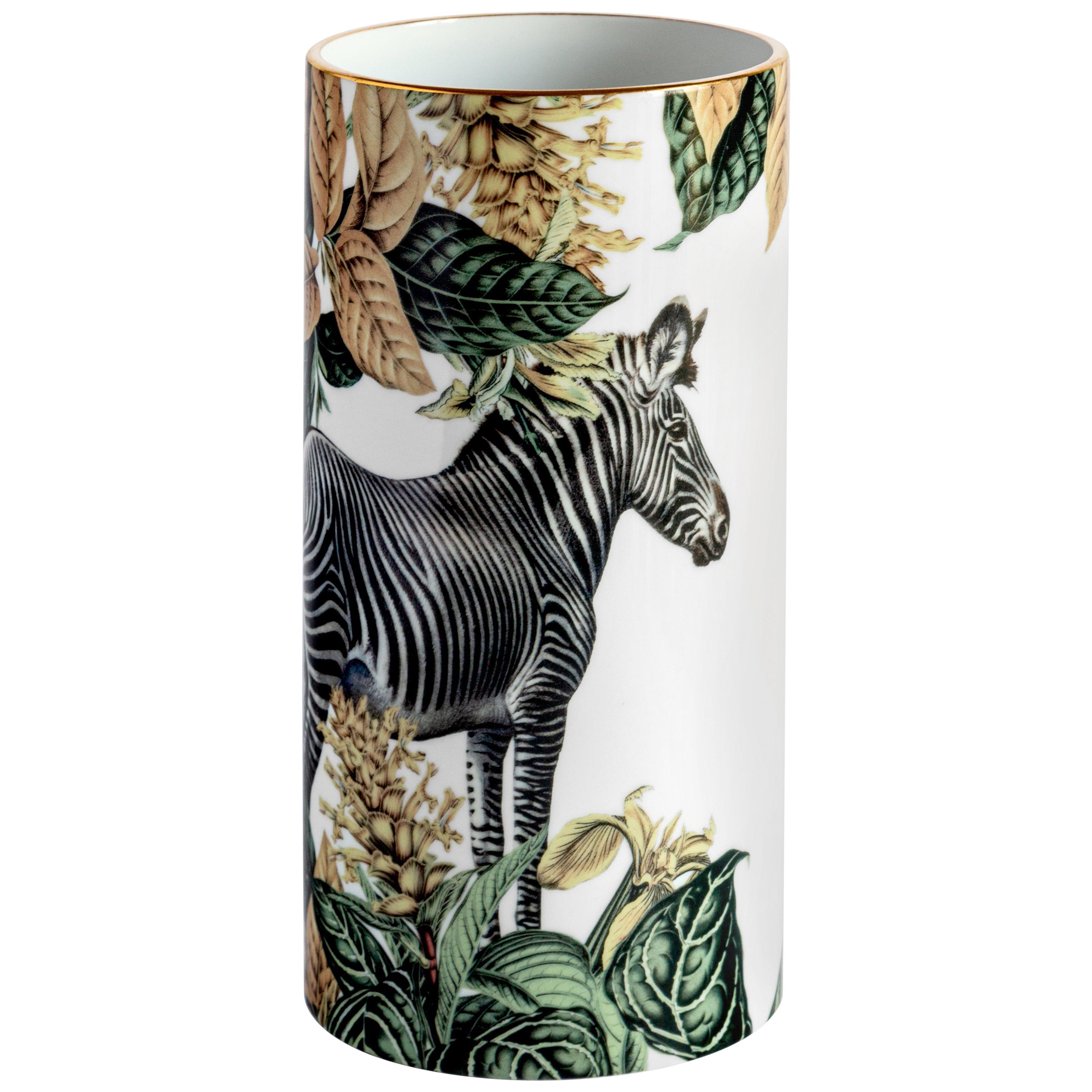 Animalia, Contemporary Porcelain Vase with Decorative Design by Vito Nesta