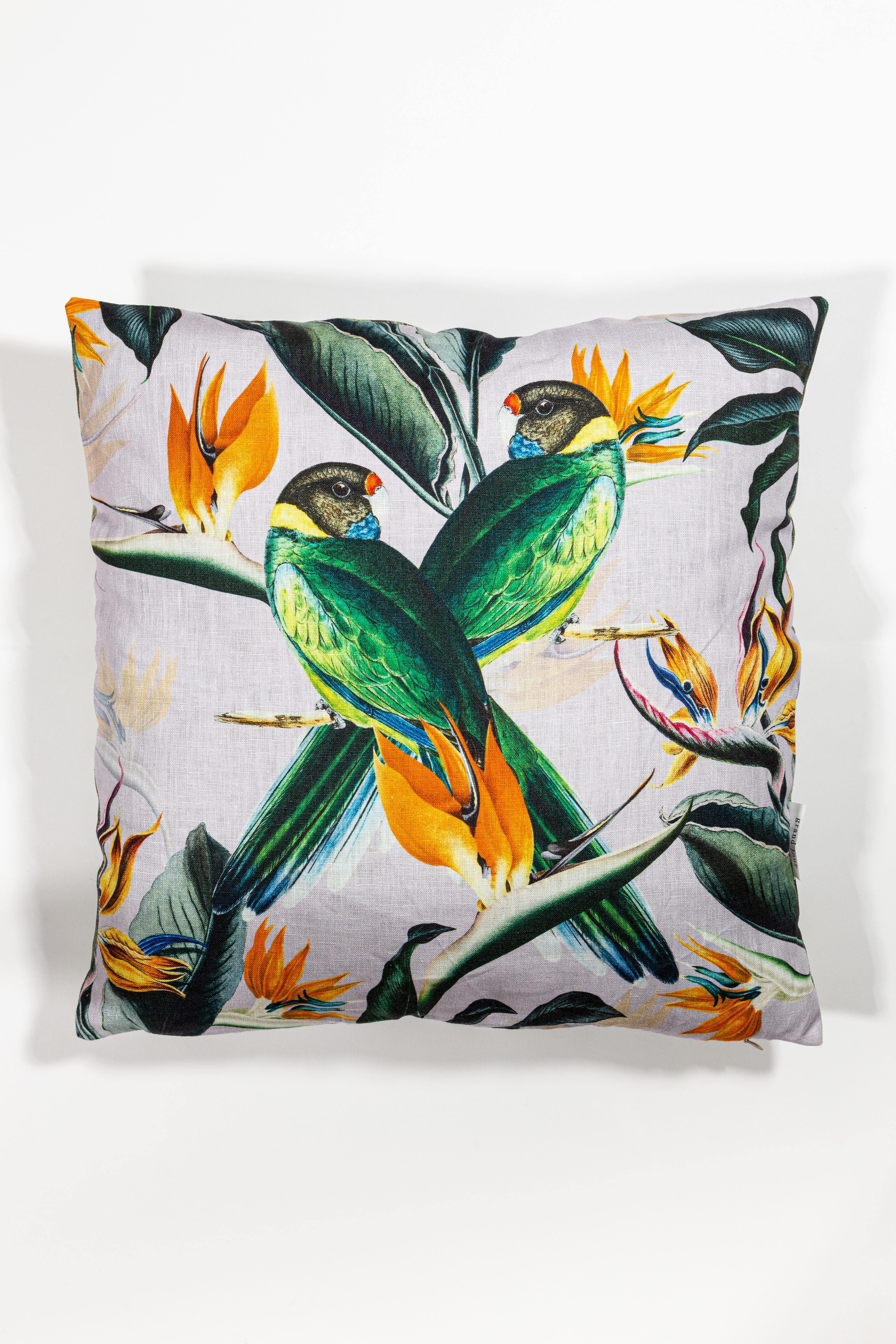 Animalia pillows is a set of cushions that tells the story of wild animals looking for love in spring time. Each pillow features two animals of the same species set in an explosion of flowers and vegetation. On the backside of the cushion there's a