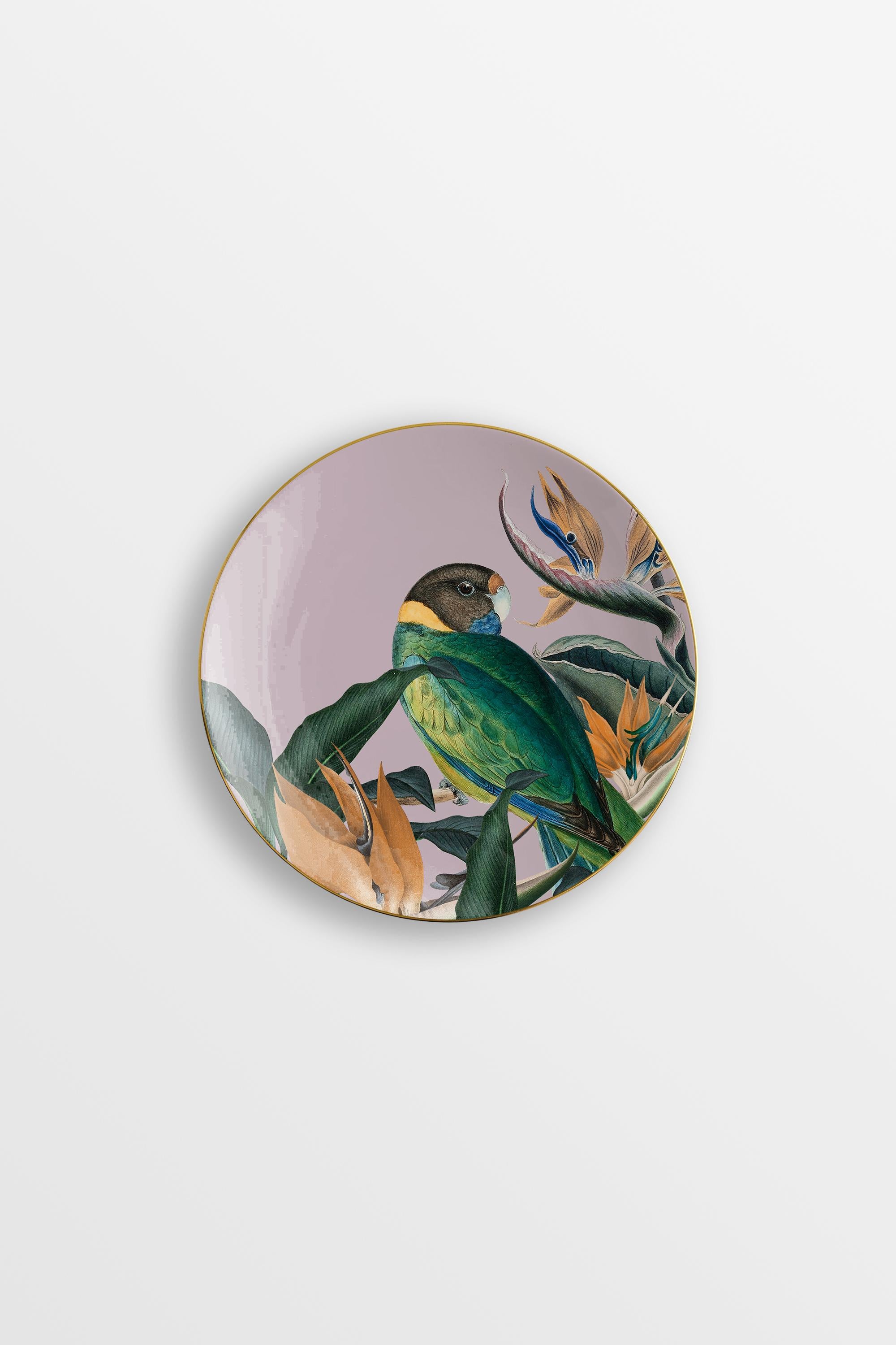 Italian Animalia, Six Contemporary Porcelain Bread Plates with Decorative Design For Sale