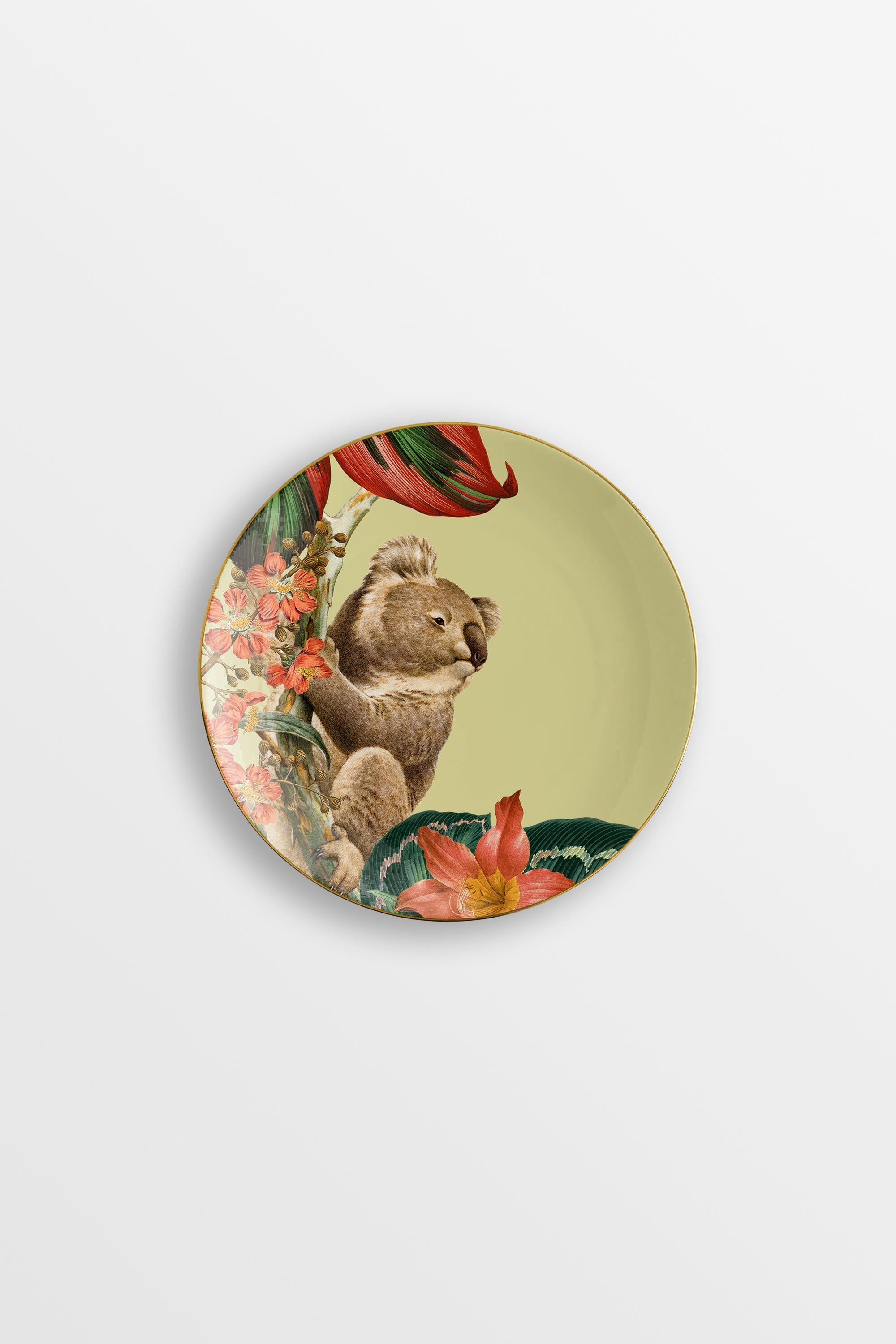 Animalia, Six Contemporary Porcelain Bread Plates with Decorative Design For Sale 2