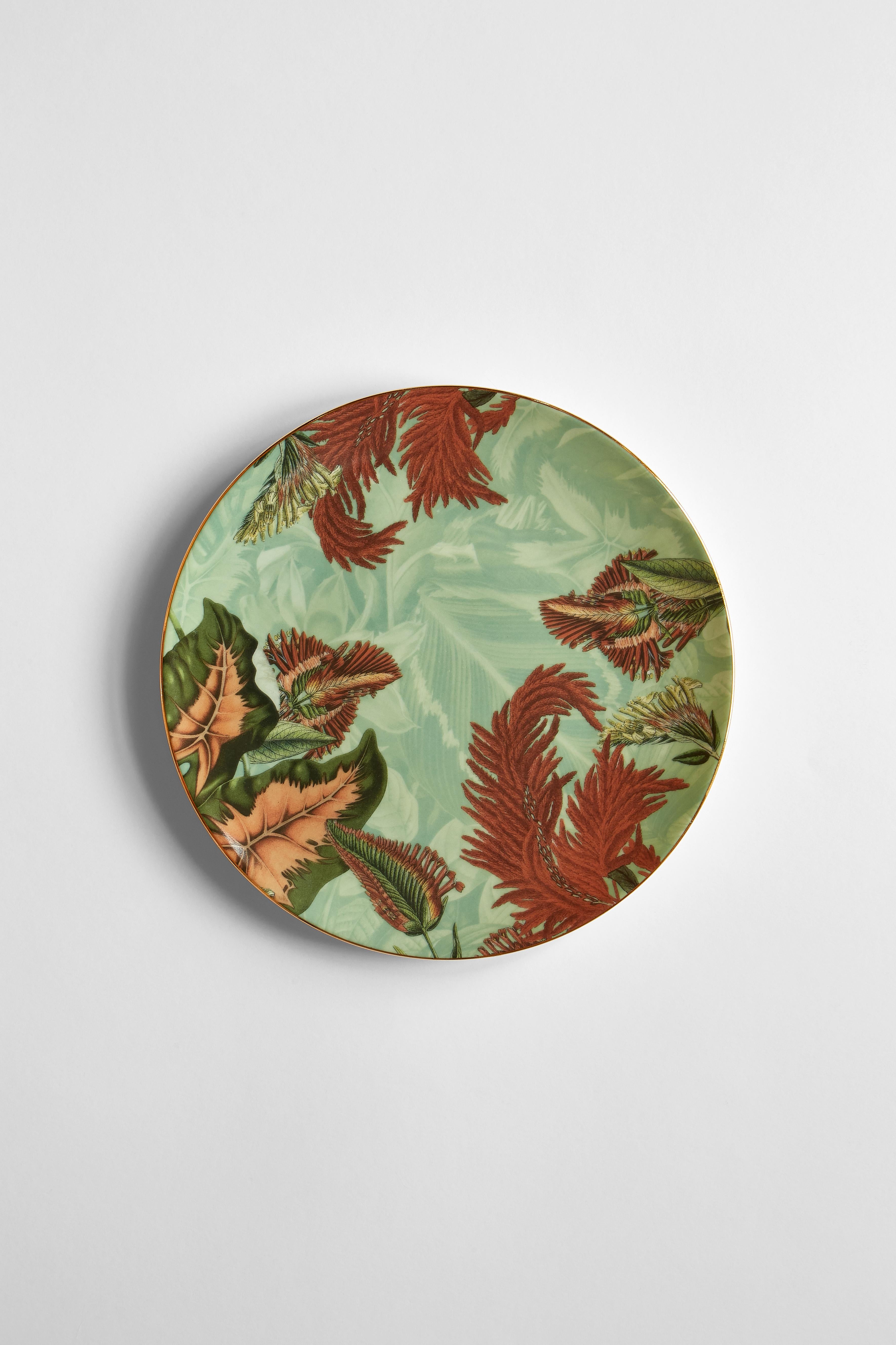 Animalia, Six Contemporary Porcelain Dessert Plates with Decorative Design For Sale 3