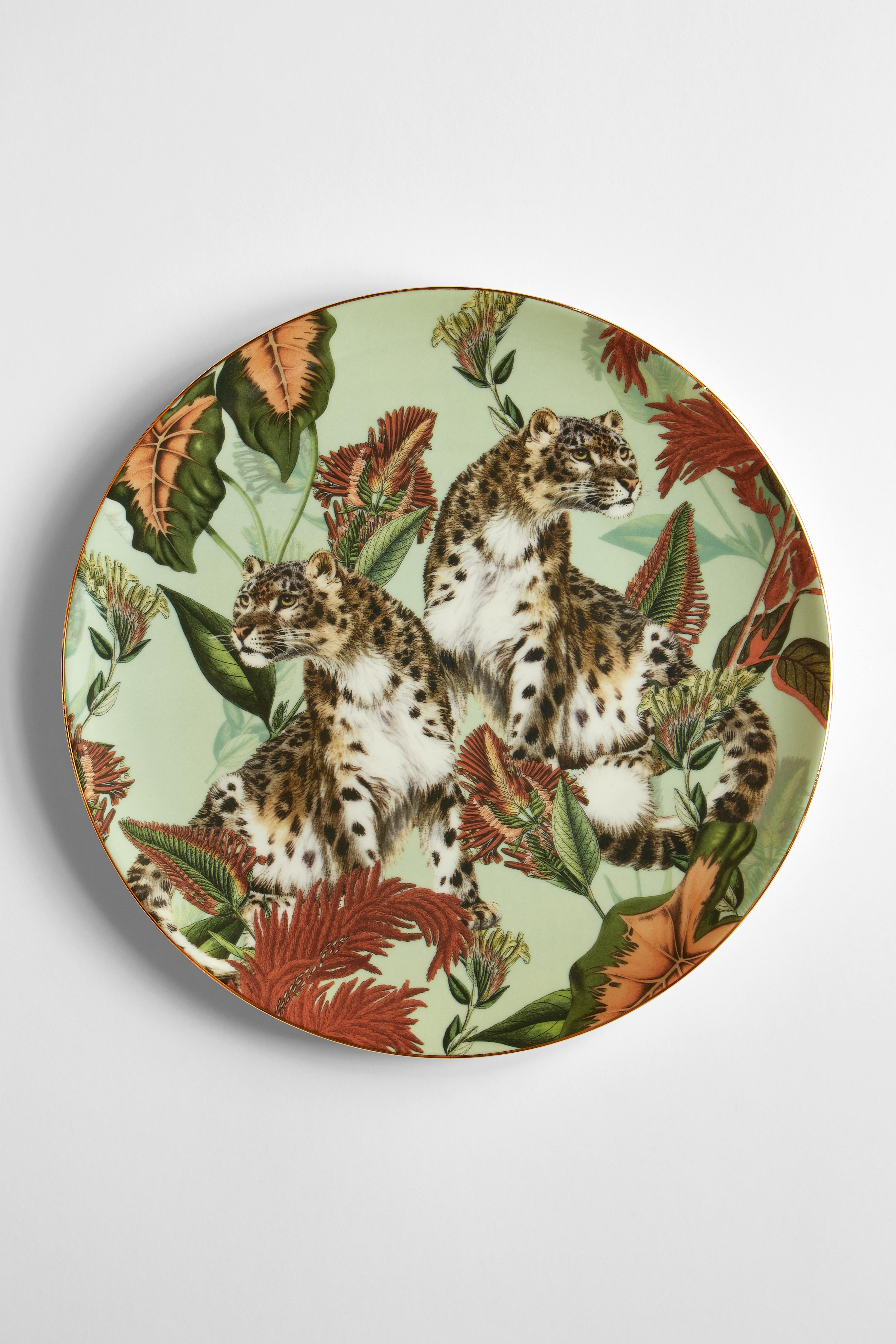 Animalia, Six Contemporary Porcelain Dinner Plates with Decorative Design For Sale 3
