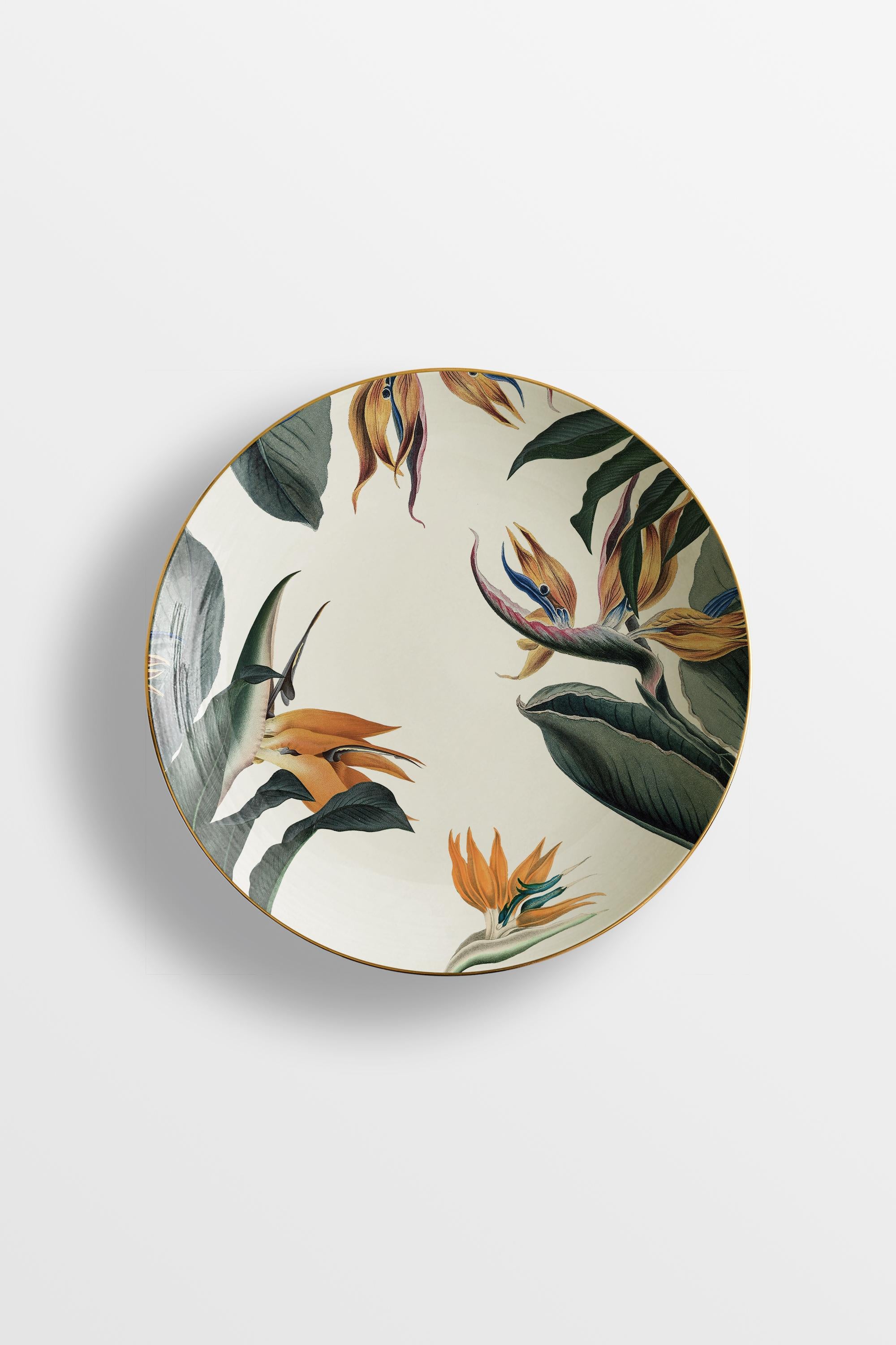 Italian Animalia, Six Contemporary Porcelain Soup Plates with Decorative Design For Sale